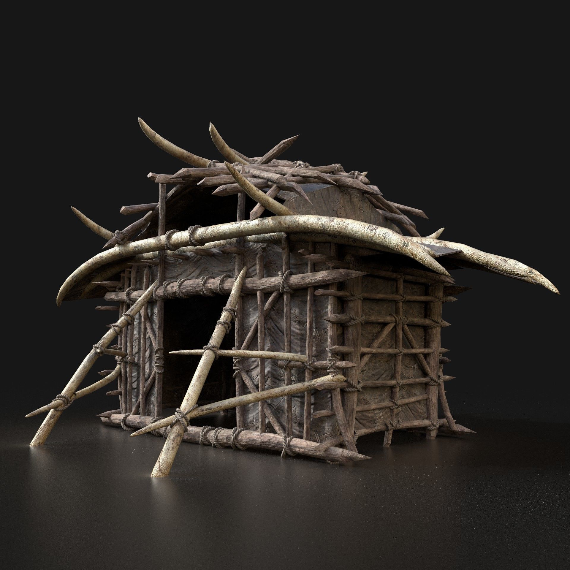 Orc Camp Primal Men Hunter Ancient Huts Builder Pack AAA NEXTGEN Low-poly 3D model_4