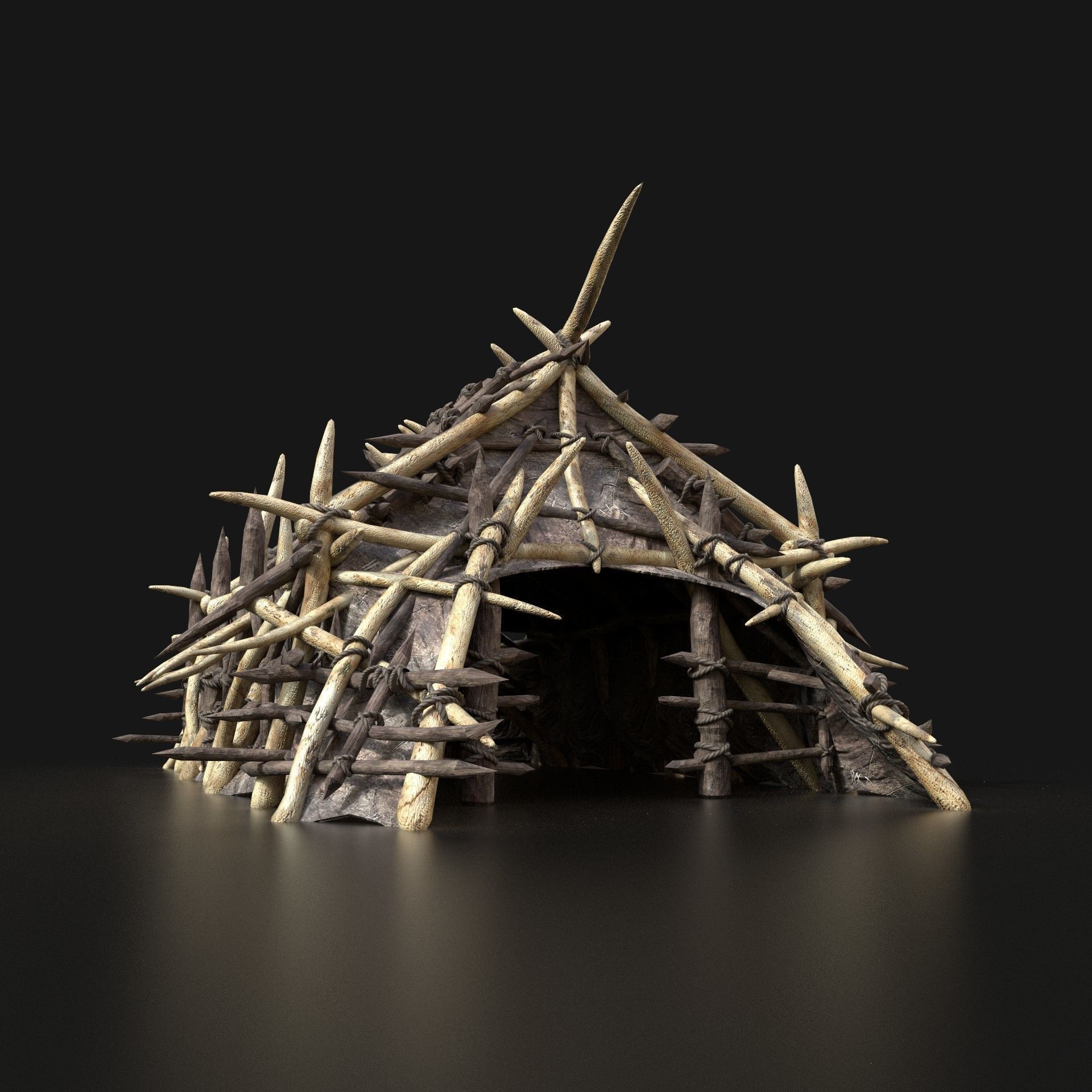 Orc Camp Primal Men Hunter Ancient Huts Builder Pack AAA NEXTGEN Low-poly 3D model_35