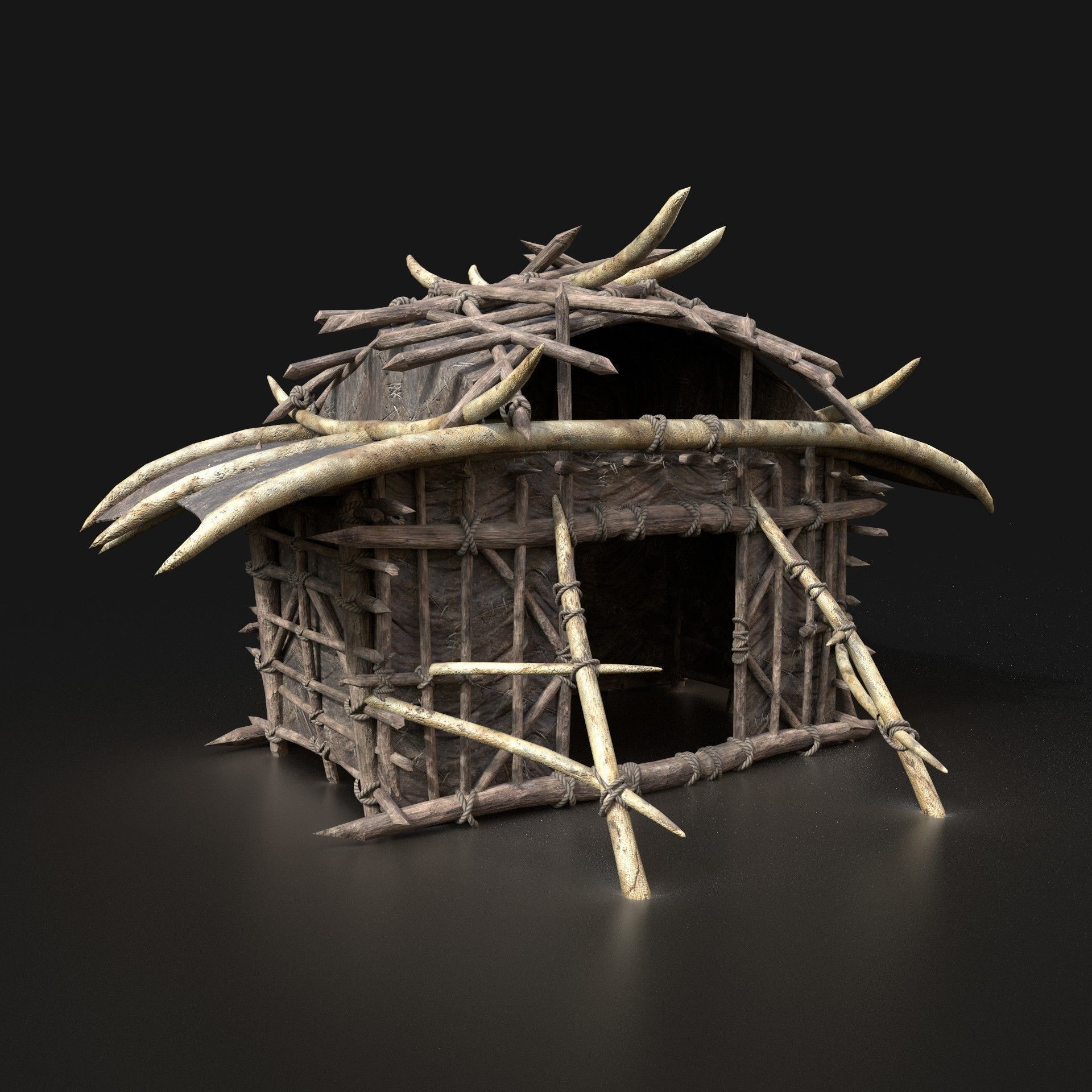 Orc Camp Primal Men Hunter Ancient Huts Builder Pack AAA NEXTGEN Low-poly 3D model_73