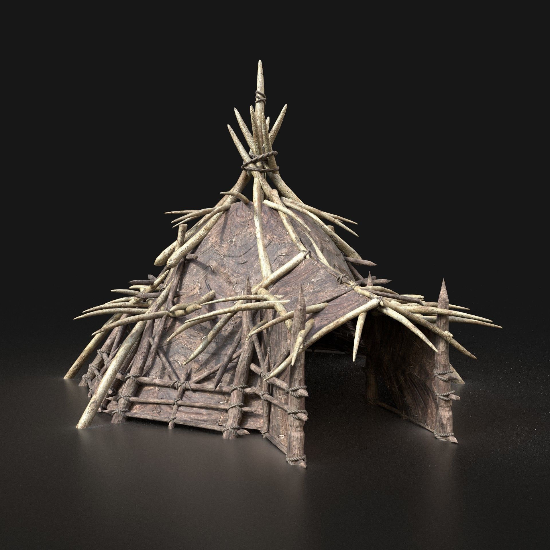Orc Camp Primal Men Hunter Ancient Huts Builder Pack AAA NEXTGEN Low-poly 3D model_28