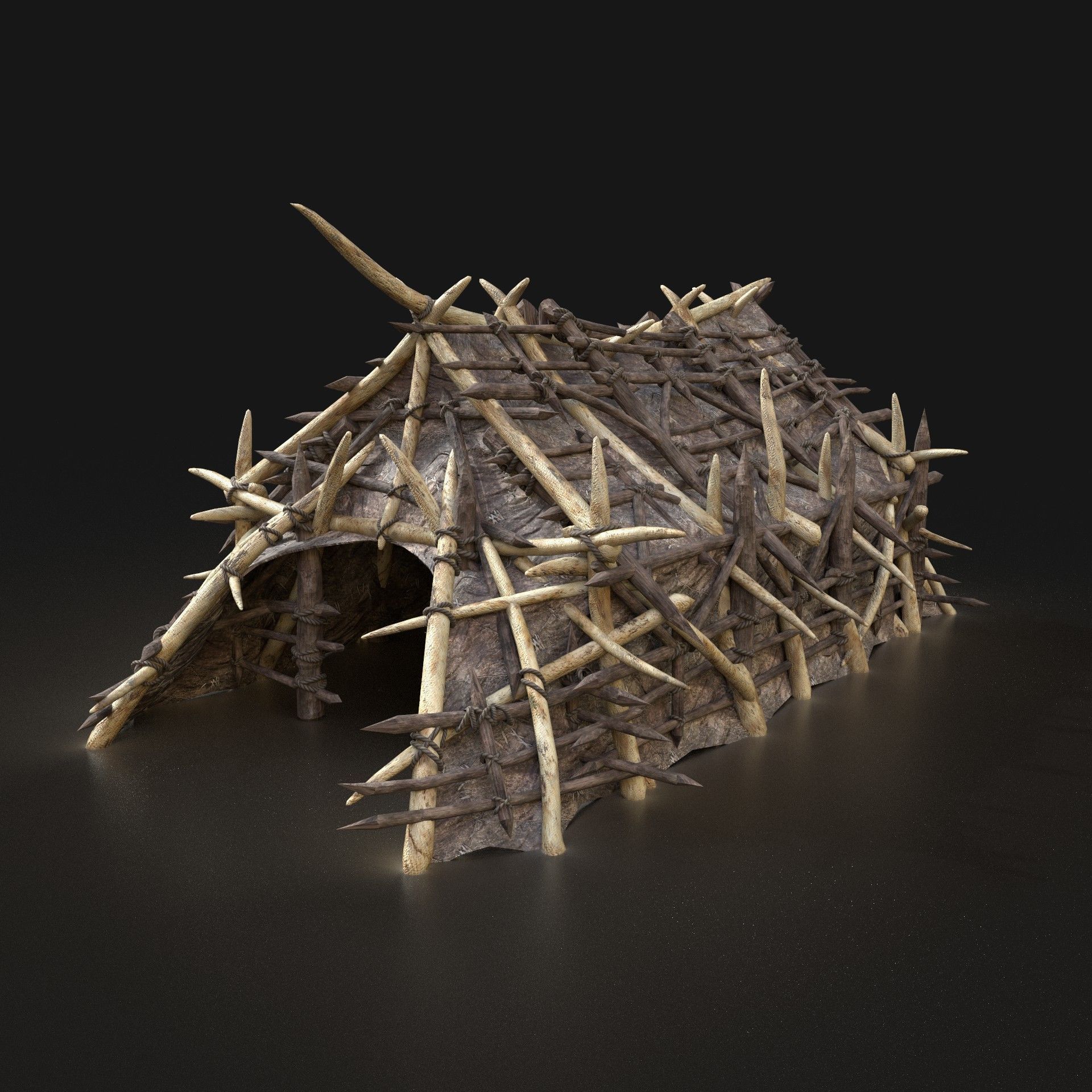 Orc Camp Primal Men Hunter Ancient Huts Builder Pack AAA NEXTGEN Low-poly 3D model_33