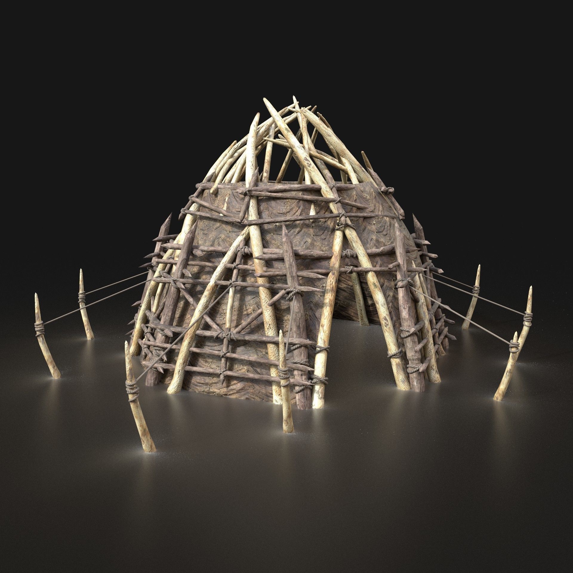 Orc Camp Primal Men Hunter Ancient Huts Builder Pack AAA NEXTGEN Low-poly 3D model_3