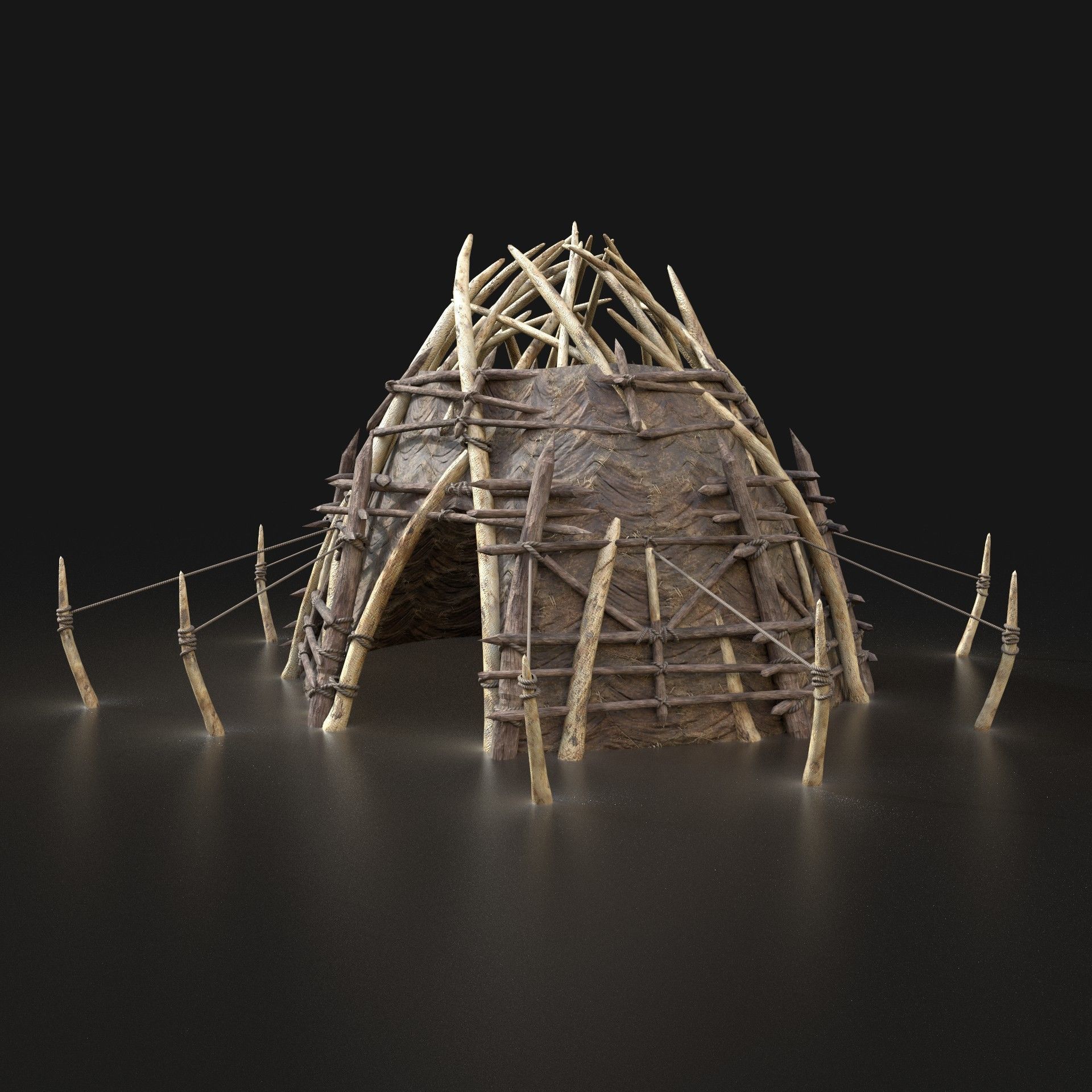 Orc Camp Primal Men Hunter Ancient Huts Builder Pack AAA NEXTGEN Low-poly 3D model_18