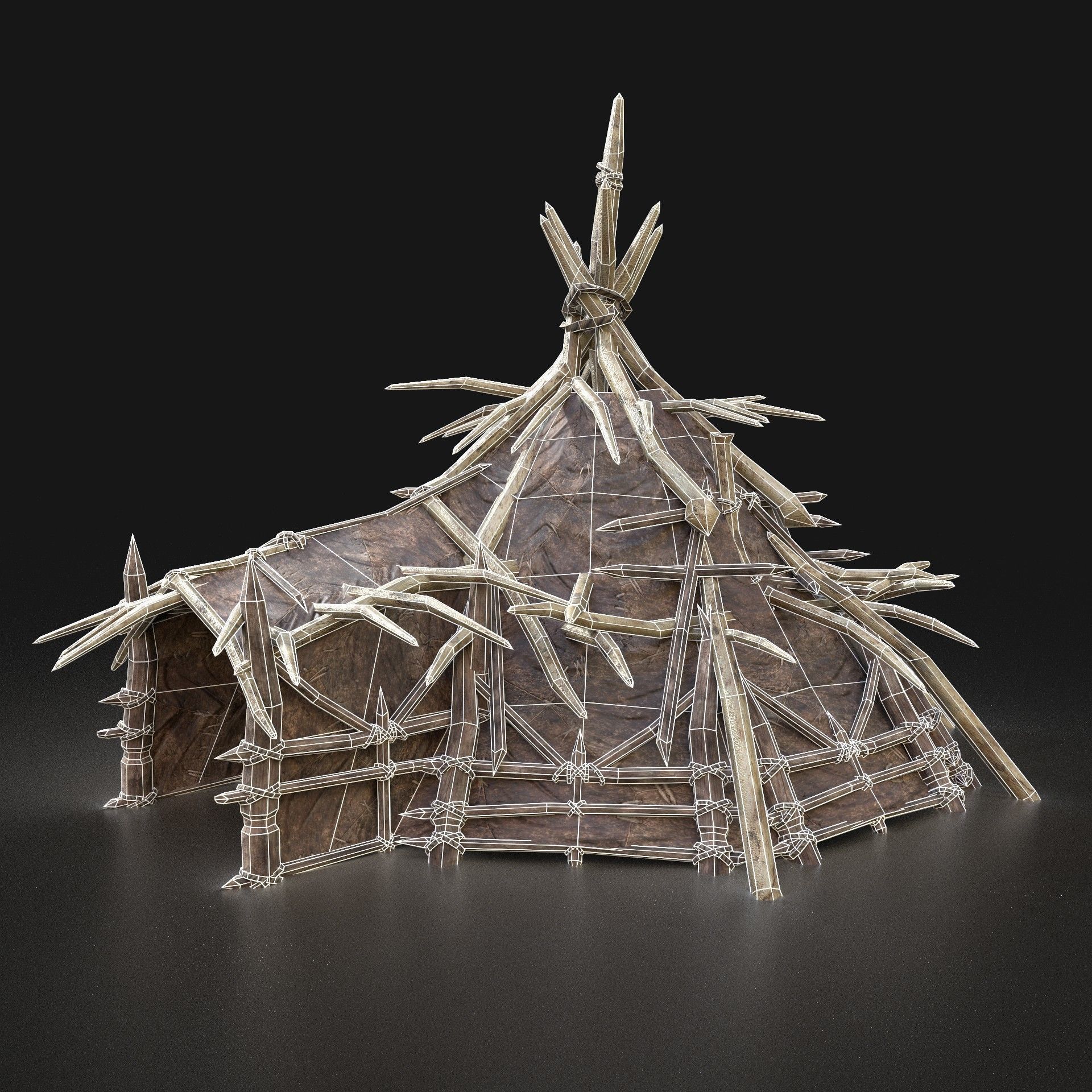 Orc Camp Primal Men Hunter Ancient Huts Builder Pack AAA NEXTGEN Low-poly 3D model_32