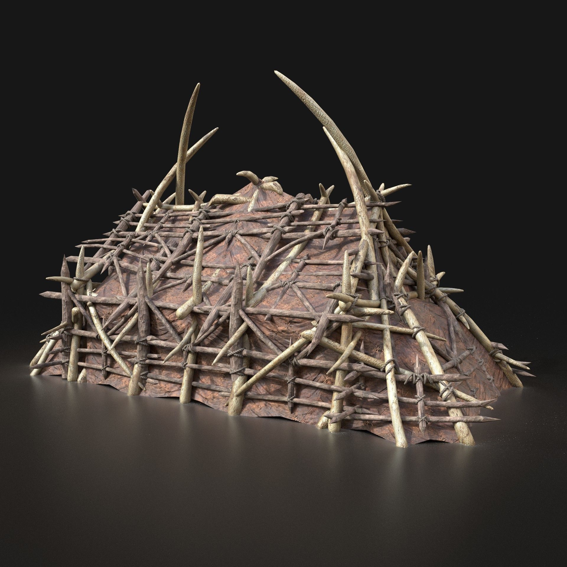 Orc Camp Primal Men Hunter Ancient Huts Builder Pack AAA NEXTGEN Low-poly 3D model_24