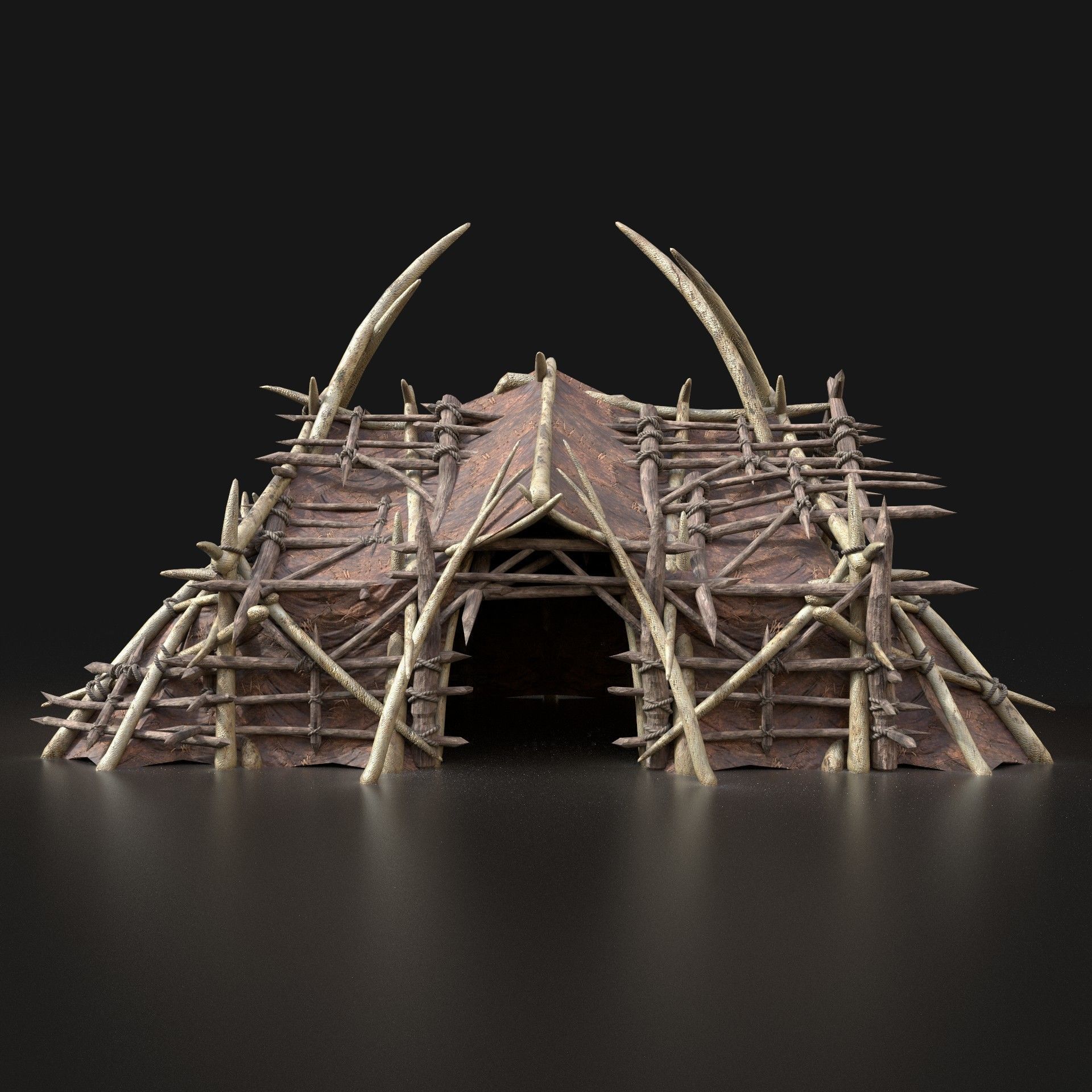 Orc Camp Primal Men Hunter Ancient Huts Builder Pack AAA NEXTGEN Low-poly 3D model_22