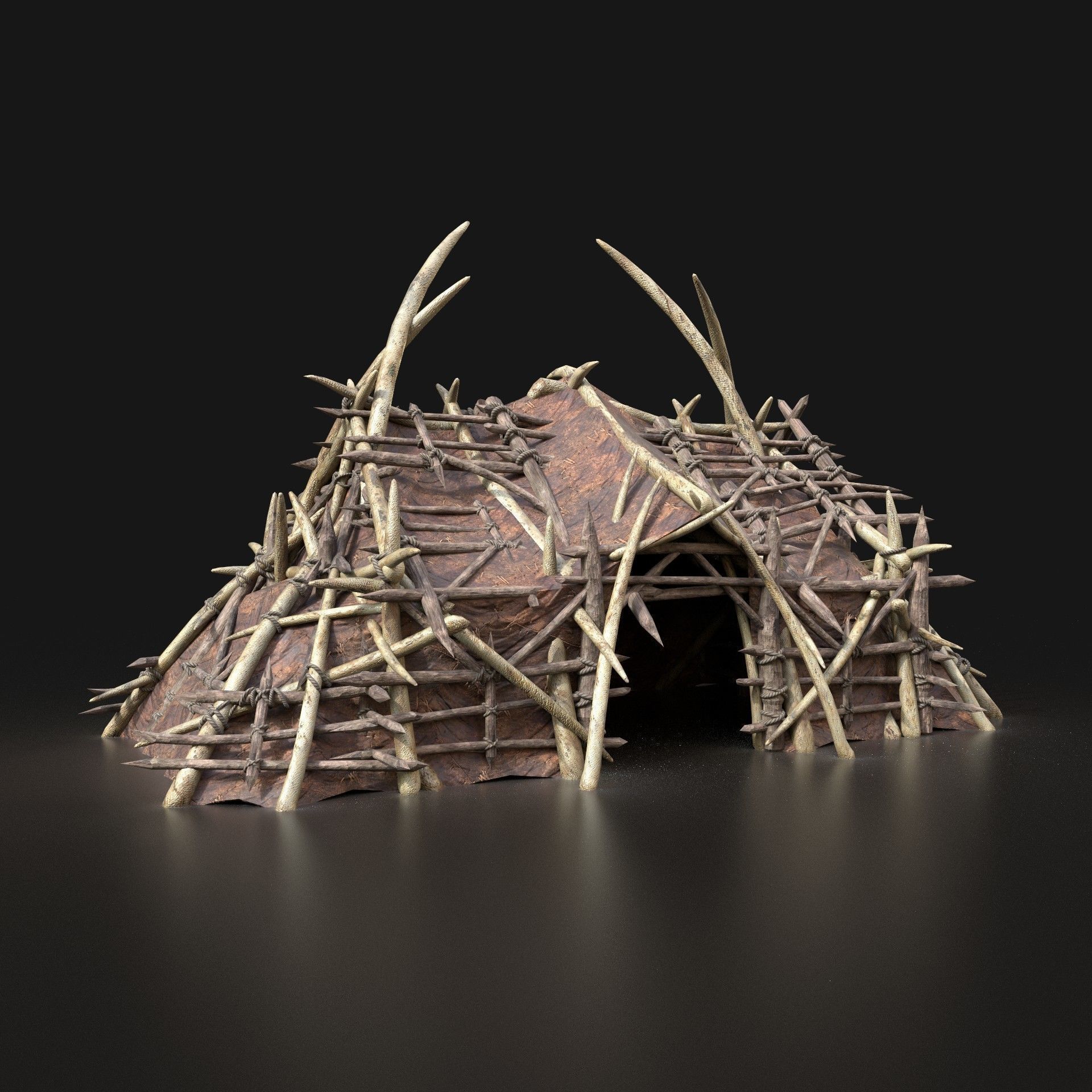 Orc Camp Primal Men Hunter Ancient Huts Builder Pack AAA NEXTGEN Low-poly 3D model_21