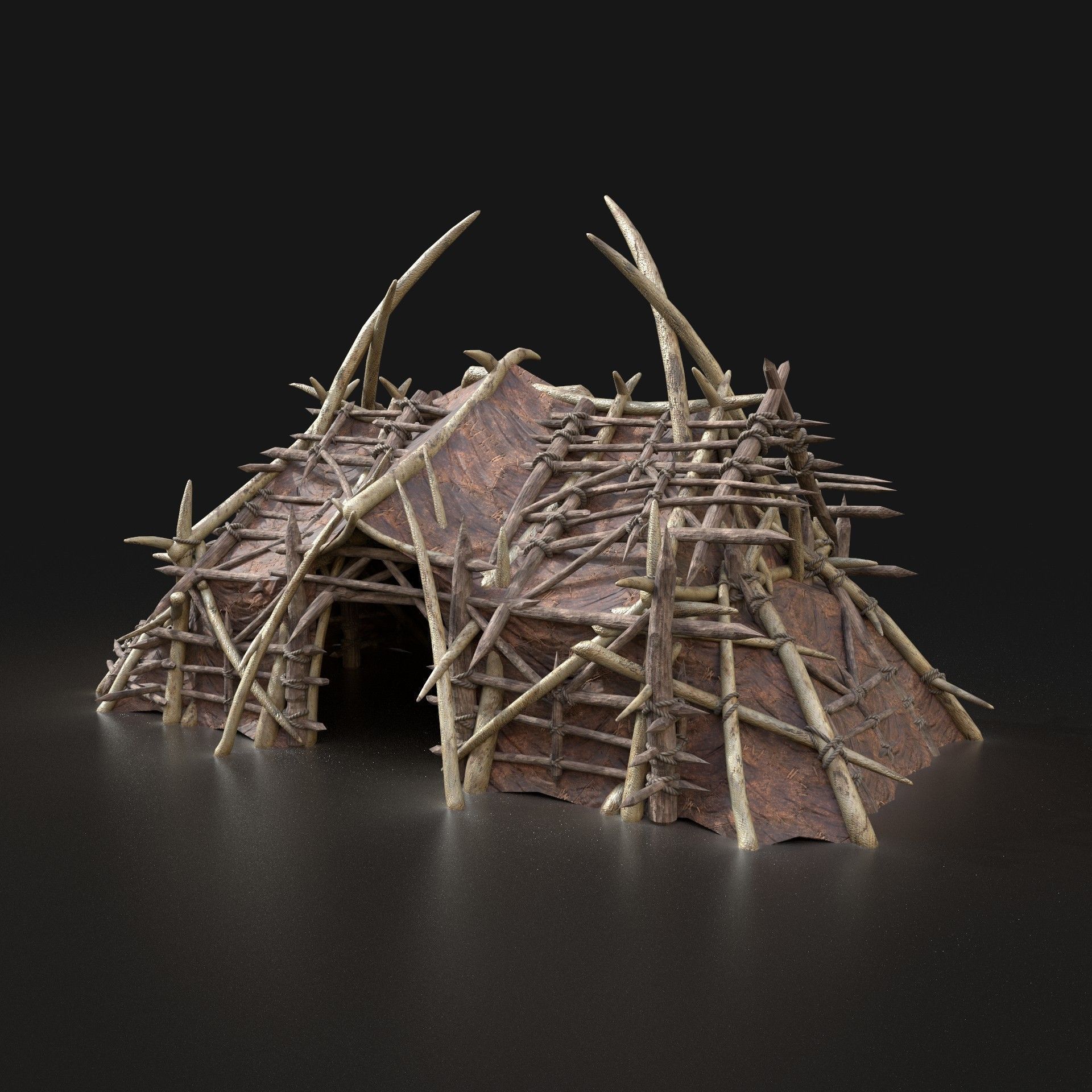 Orc Camp Primal Men Hunter Ancient Huts Builder Pack AAA NEXTGEN Low-poly 3D model_23
