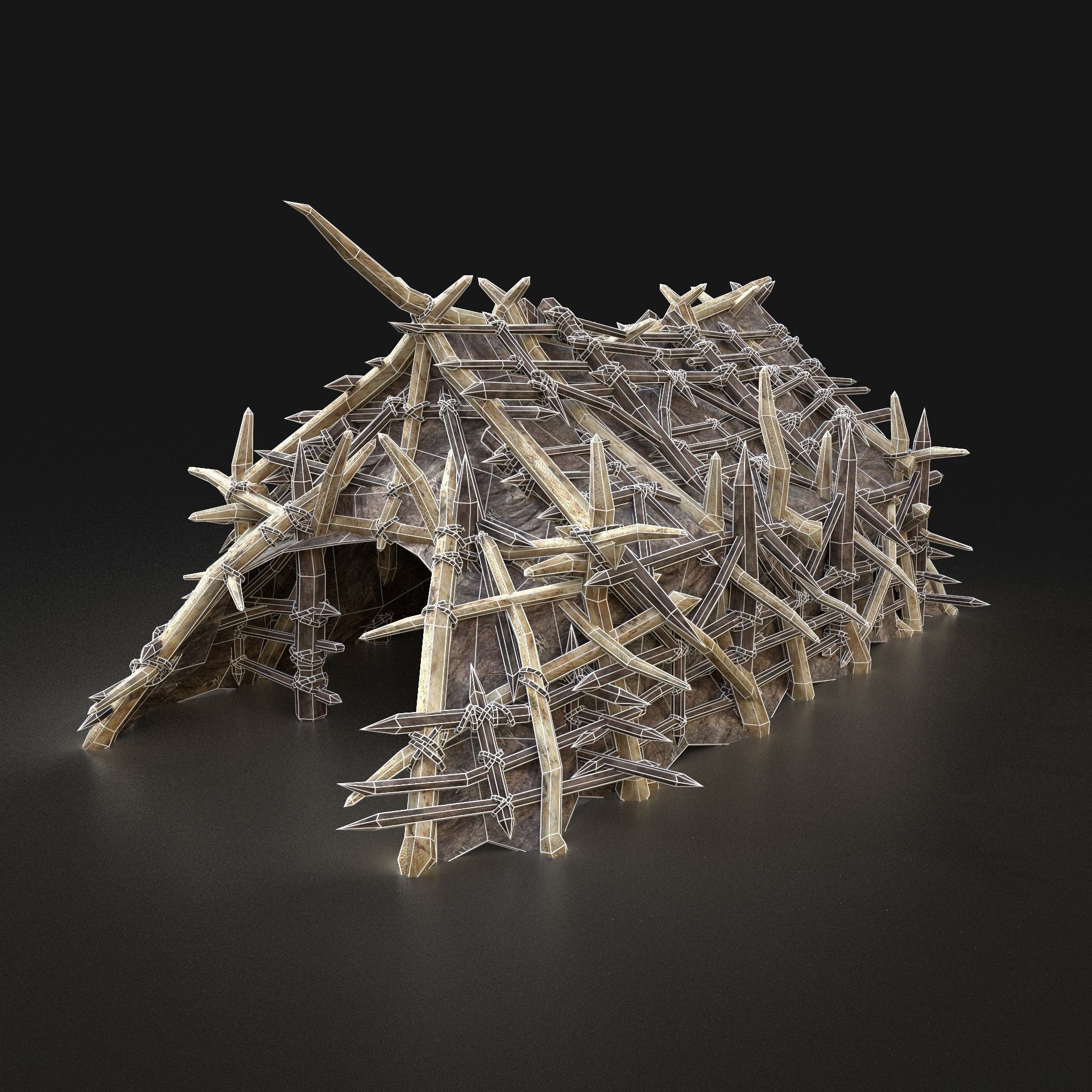 Orc Camp Primal Men Hunter Ancient Huts Builder Pack AAA NEXTGEN Low-poly 3D model_39