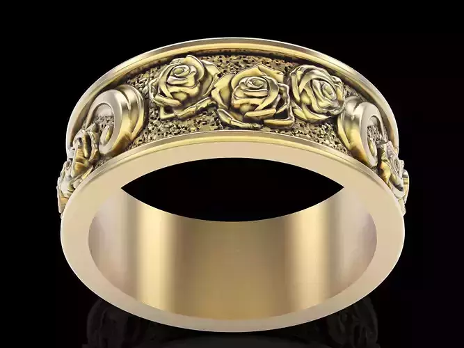 Flower ring silver gold sterling  jewelry printable 3D model