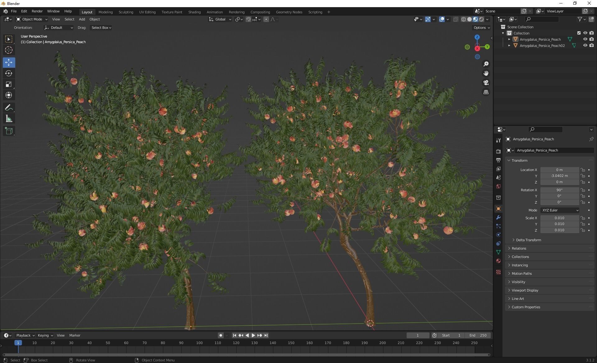New Plant High detail Amygdalus Persica Peach 3D model_6