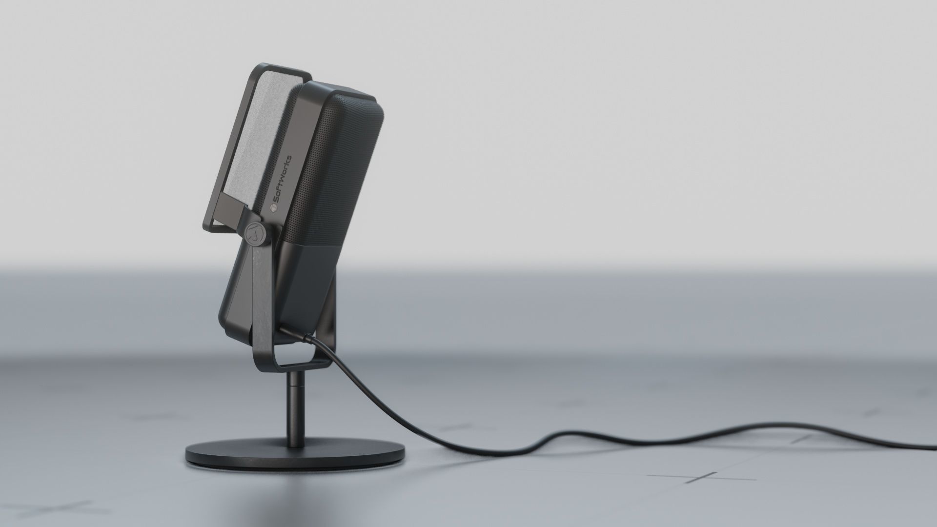Microphone phone on table 3D model_3