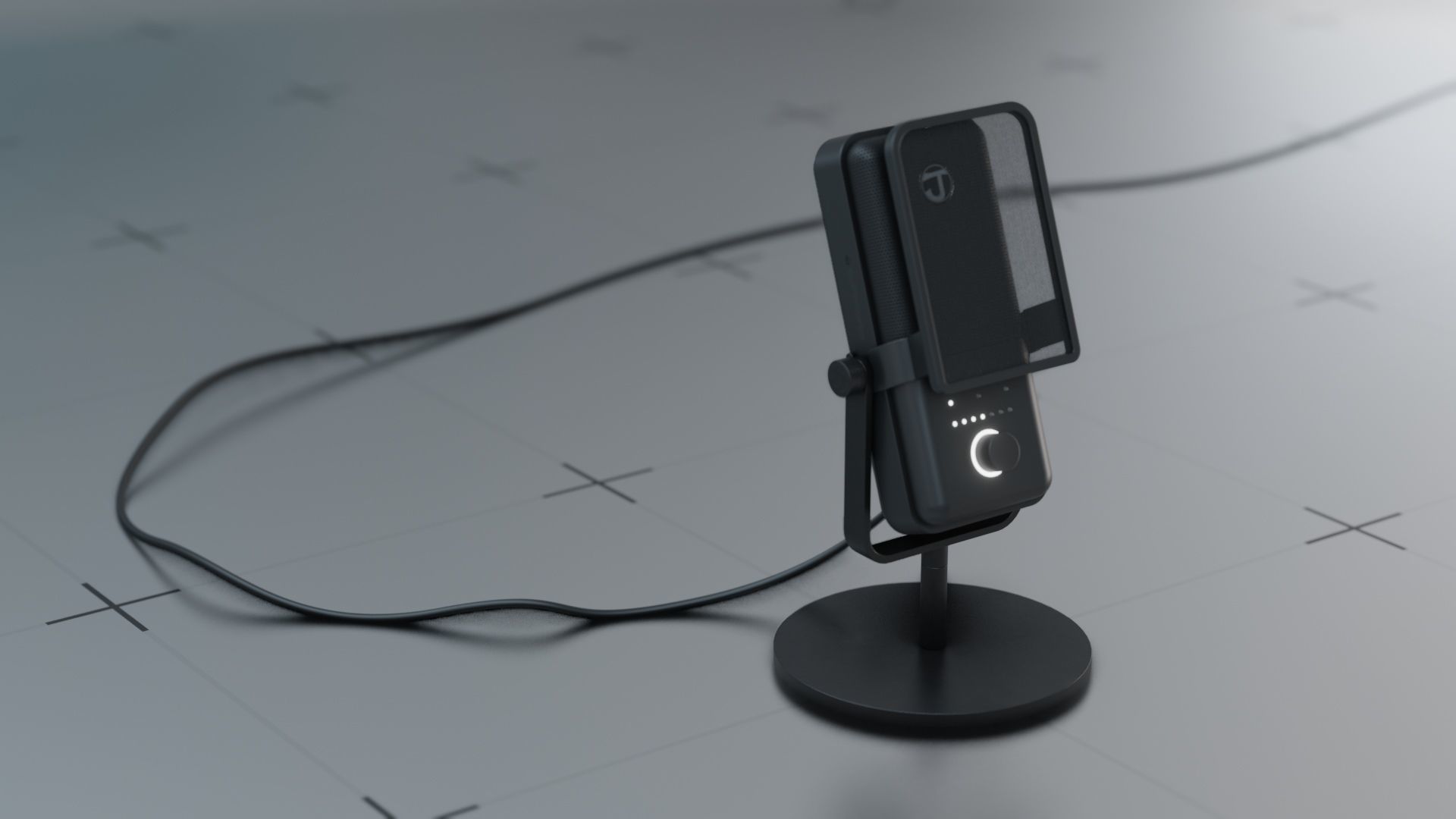 Microphone phone on table 3D model_2