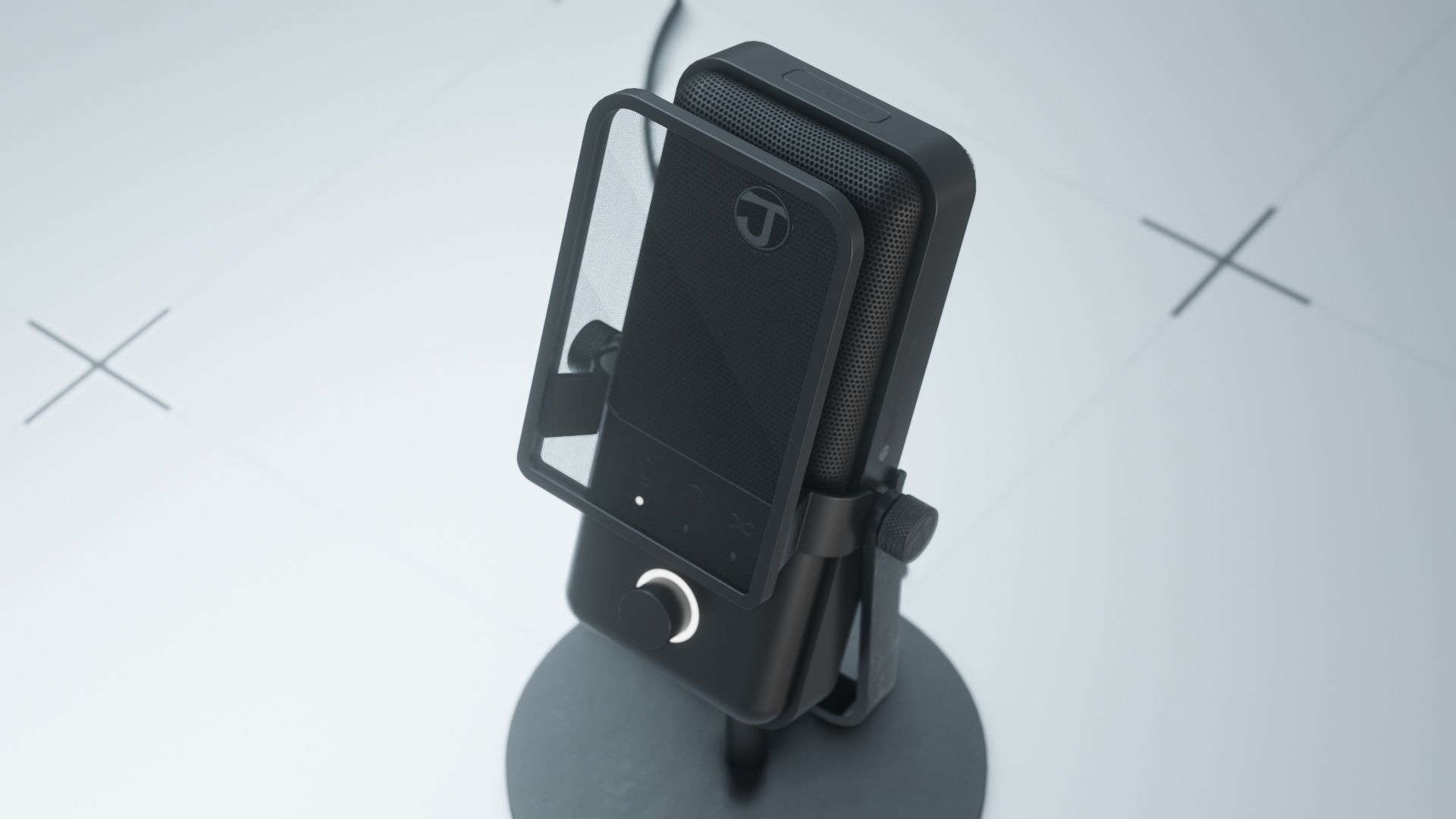 Microphone phone on table 3D model_4