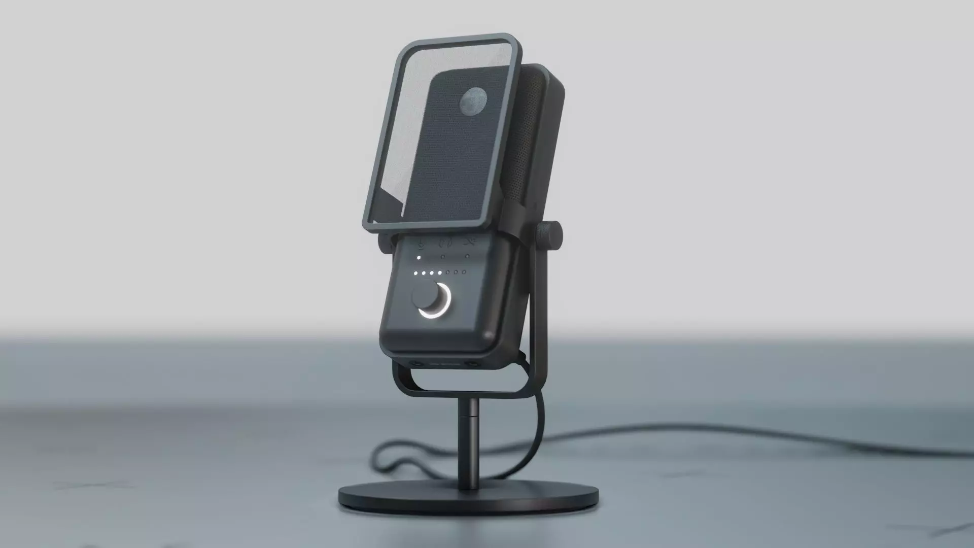 Microphone phone on table 3D model_0