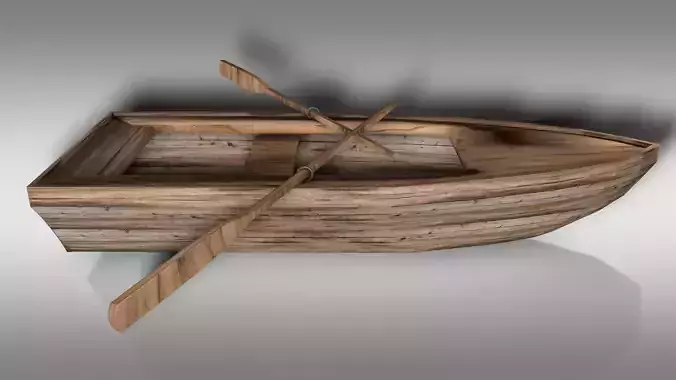 Realistic Boat wooden with two paddles