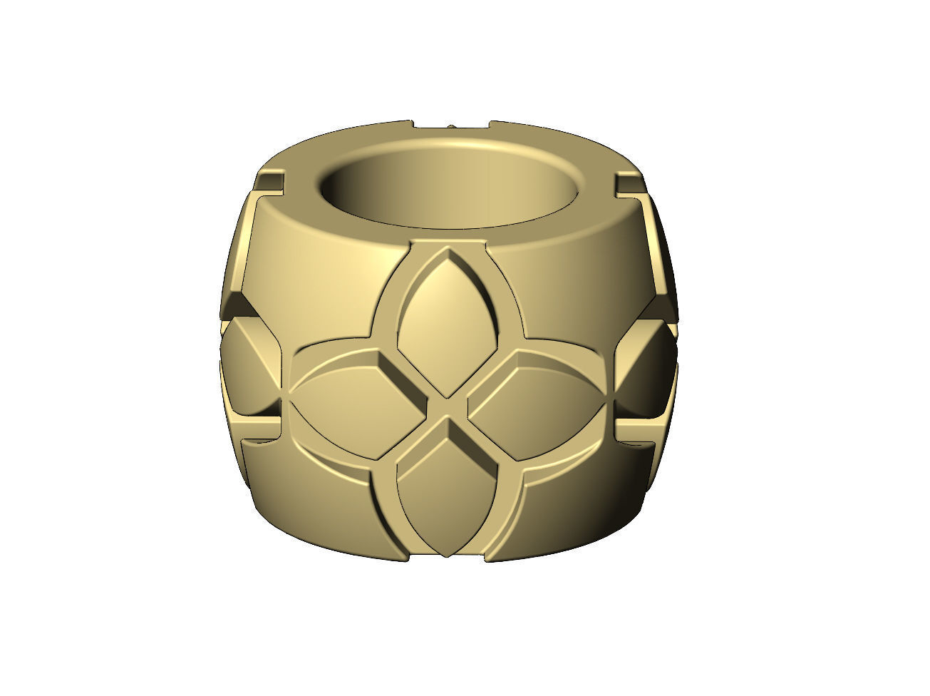 Vintag clover engraving bead and bracelet charm 3D print model_7