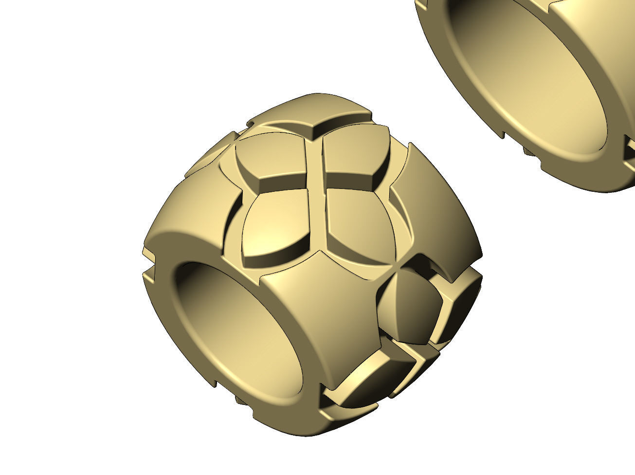 Vintag clover engraving bead and bracelet charm 3D print model_6