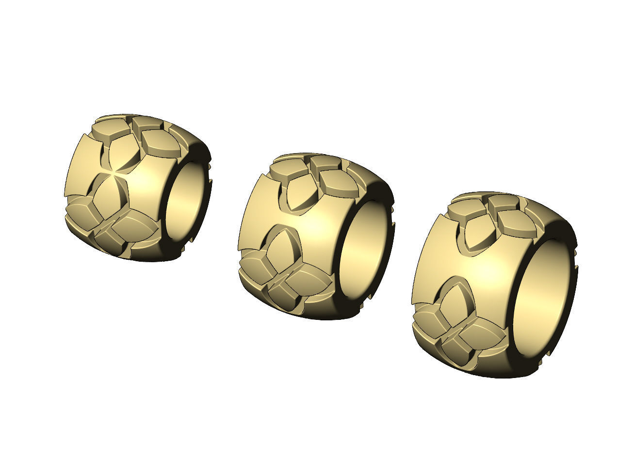 Vintag clover engraving bead and bracelet charm 3D print model_3