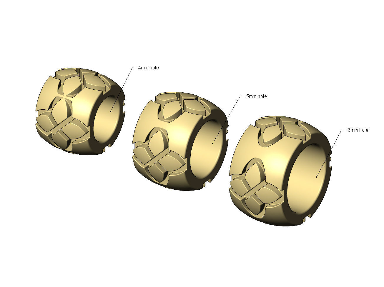 Vintag clover engraving bead and bracelet charm 3D print model_5