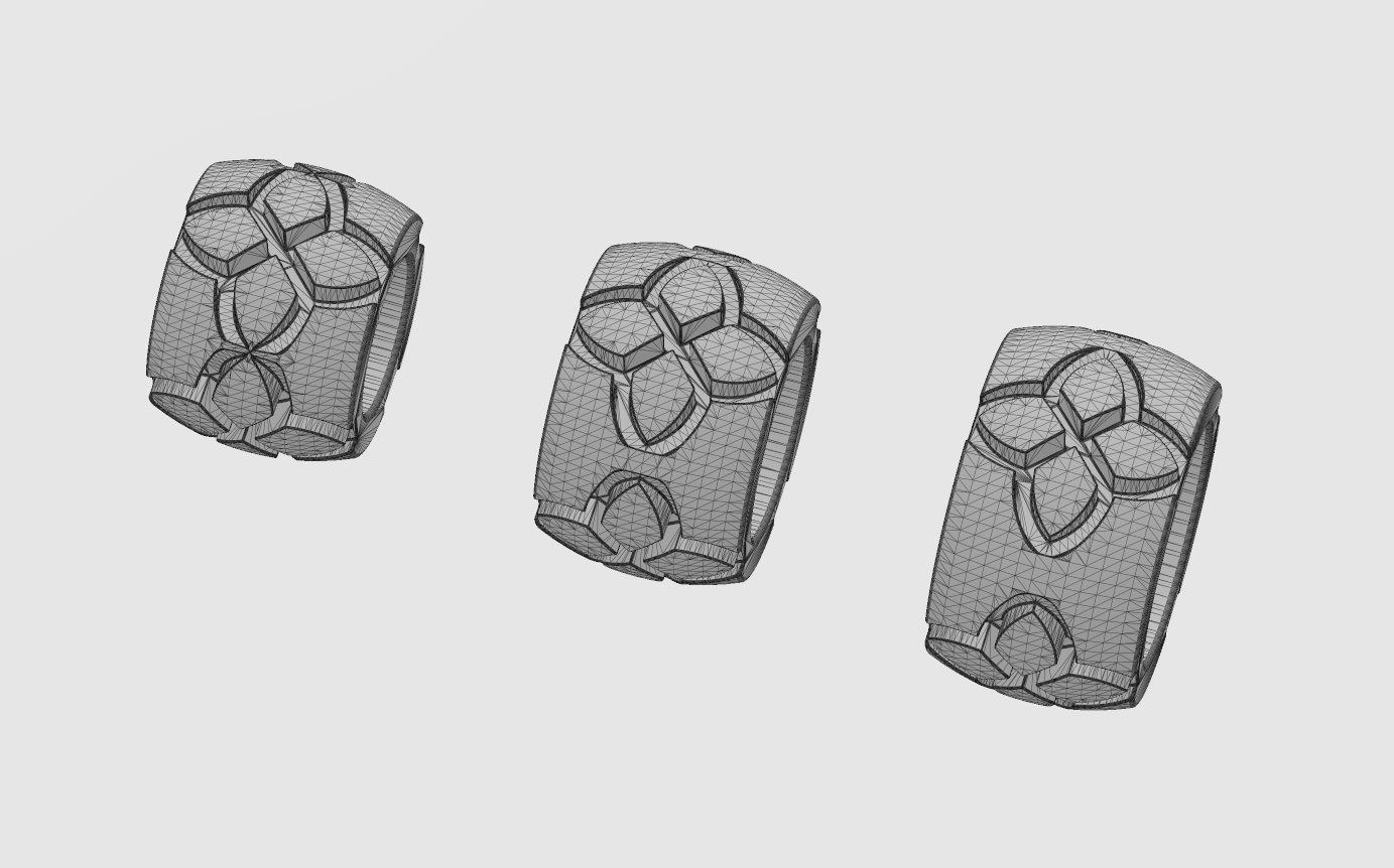 Vintag clover engraving bead and bracelet charm 3D print model_12