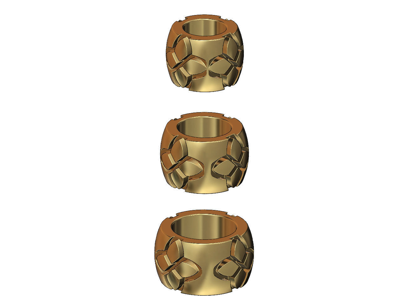 Vintag clover engraving bead and bracelet charm 3D print model_2