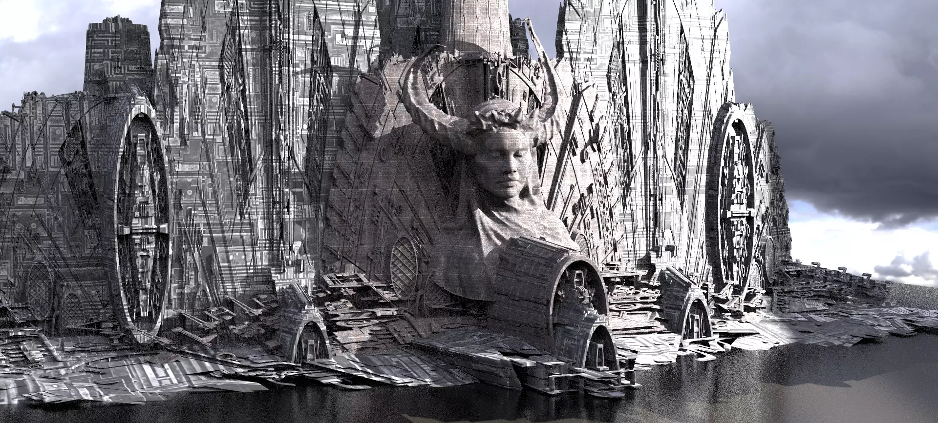 Sci-Fi City dystopia City Ruin High Tech Kit bash 6 3D model_0