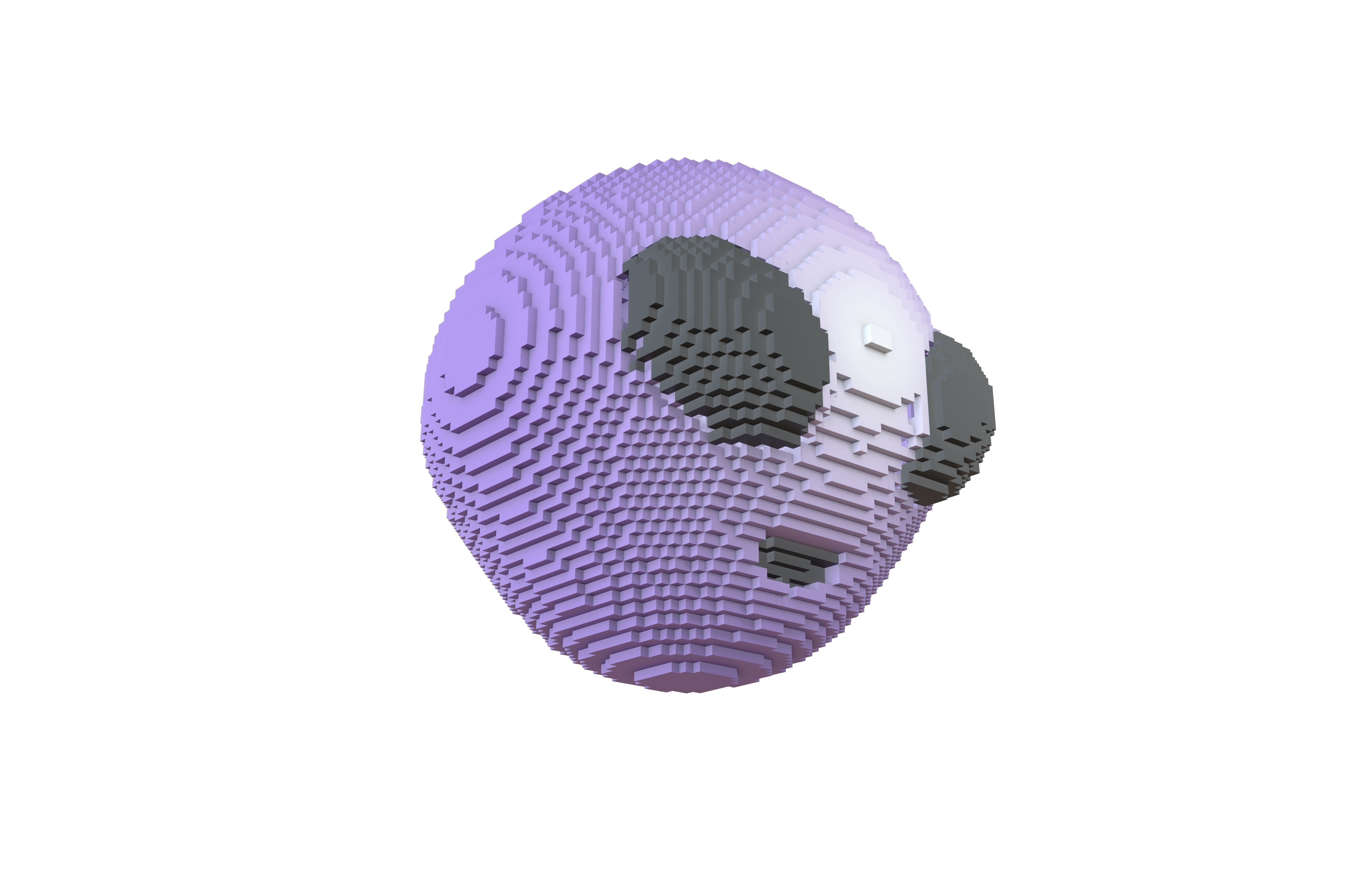 Voxel Alien Head v1 005 Low-poly 3D model_3