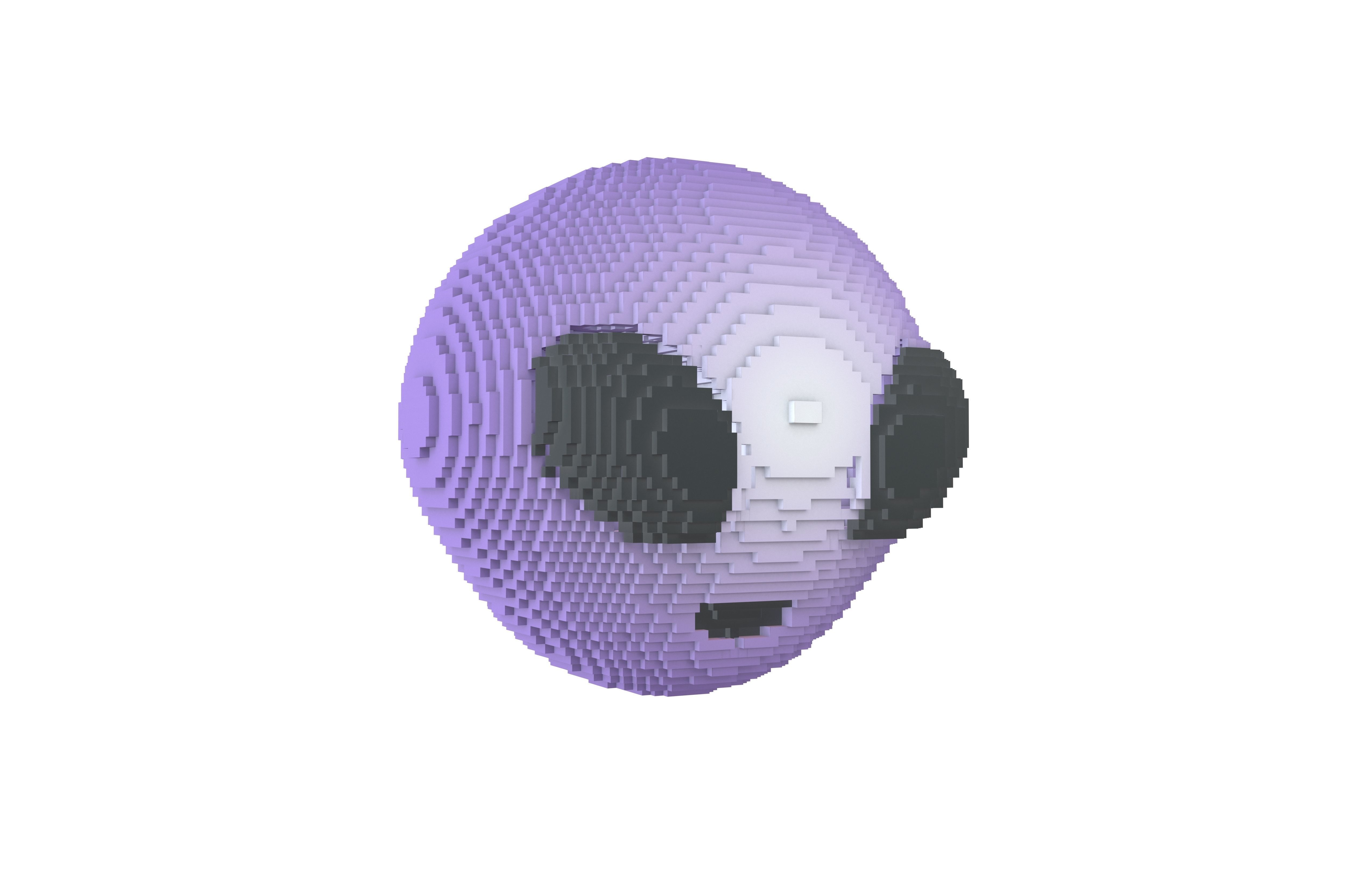 Voxel Alien Head v1 005 Low-poly 3D model_1