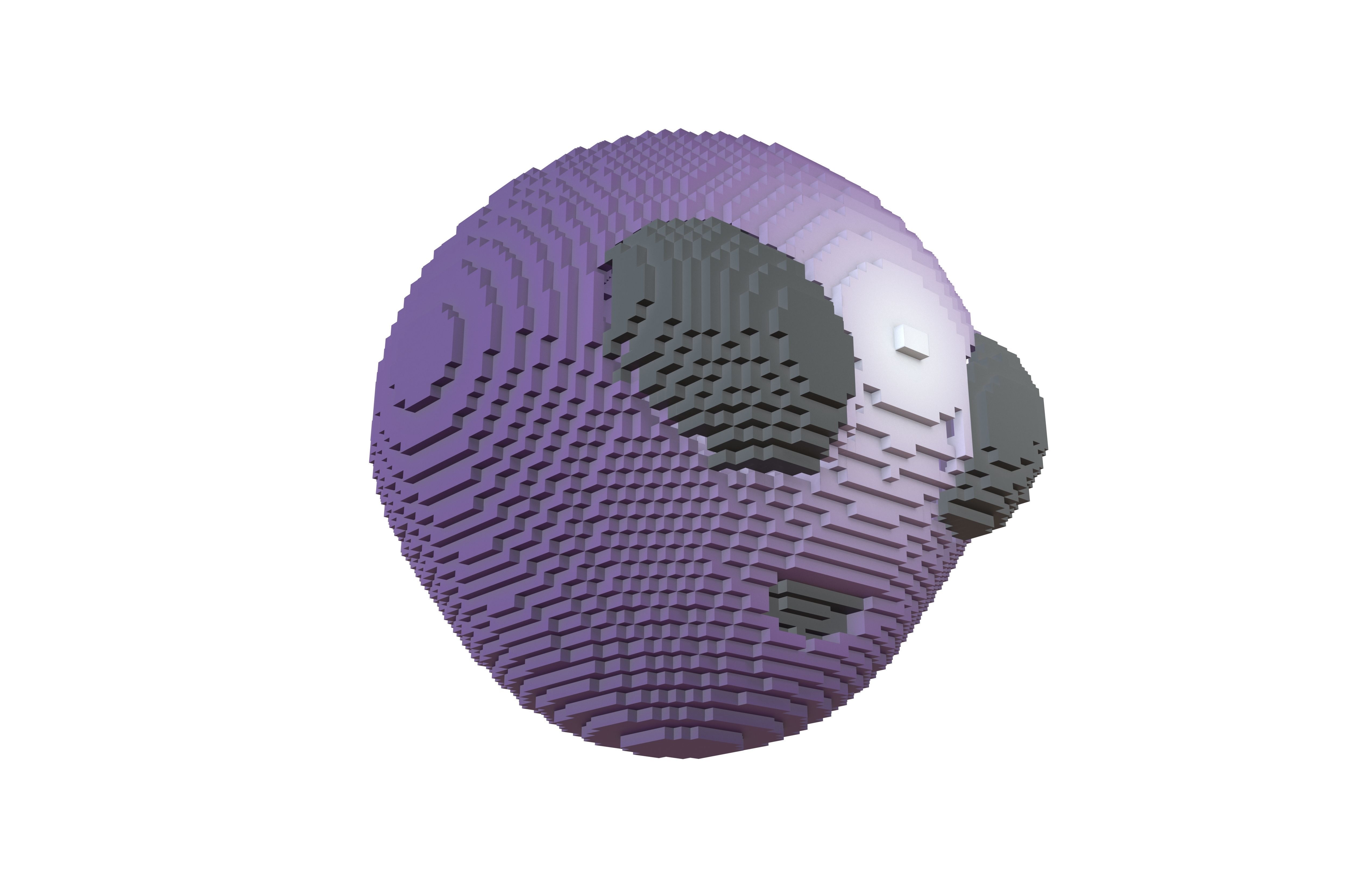 Voxel Alien Head v1 006 Low-poly 3D model_3