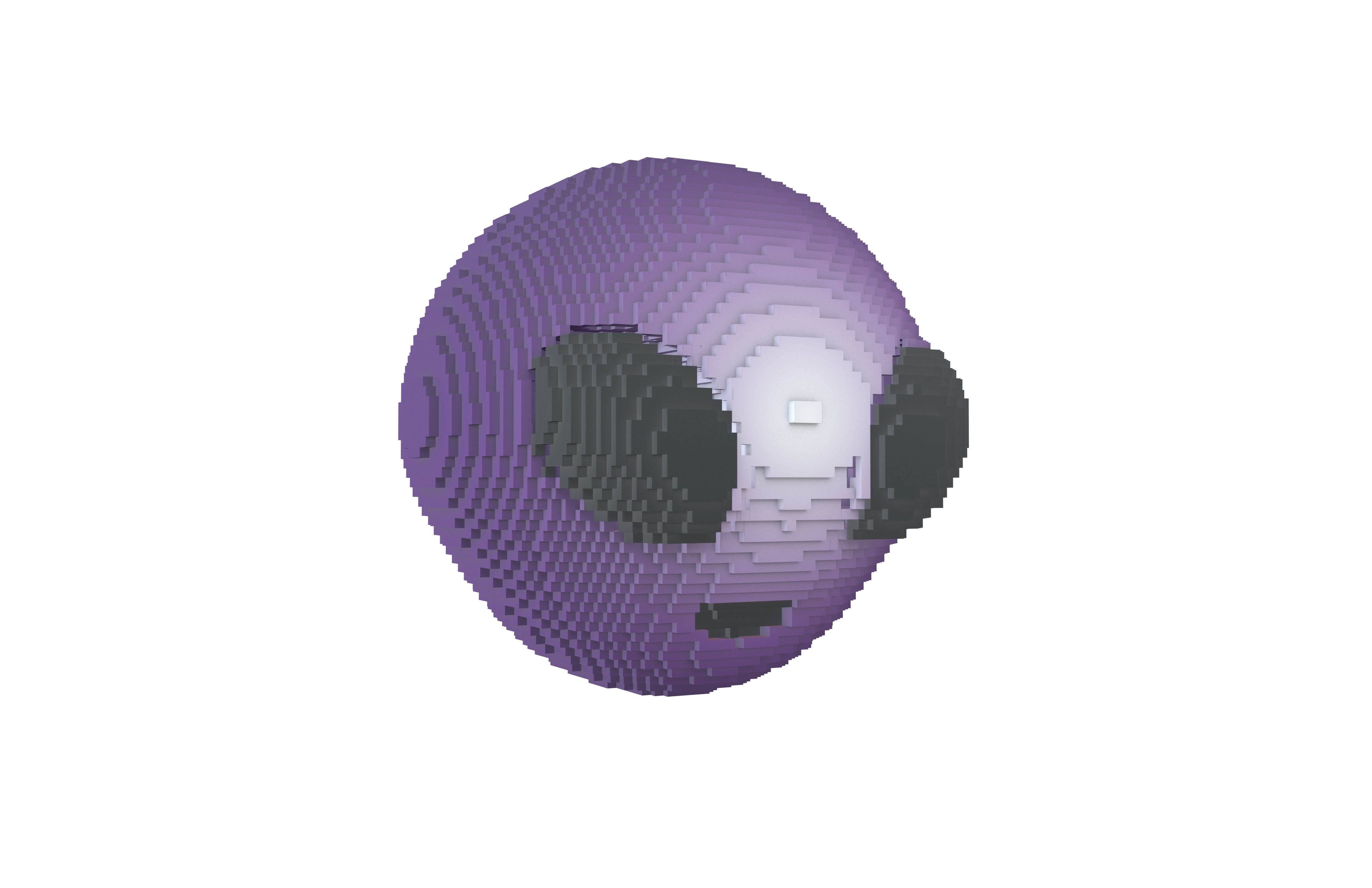 Voxel Alien Head v1 006 Low-poly 3D model_1