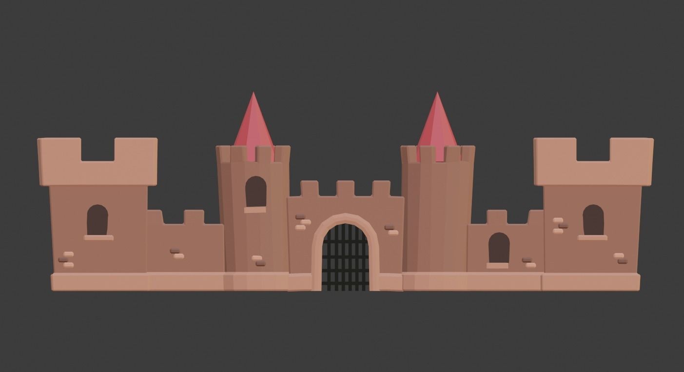 Lowpoly Castle Model Low-poly 3D model_1