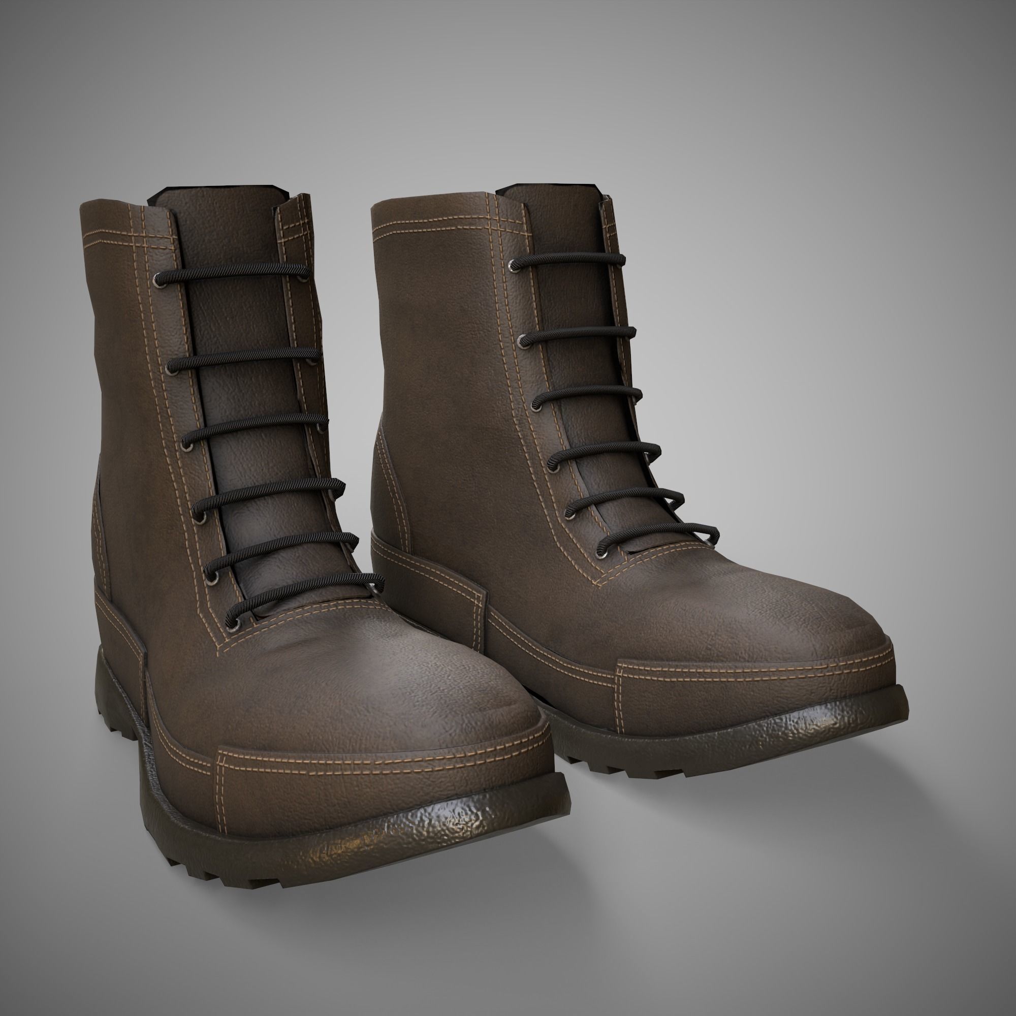 This is a low poly 3D shoe boots model with three textures  Low-poly 3D model_10