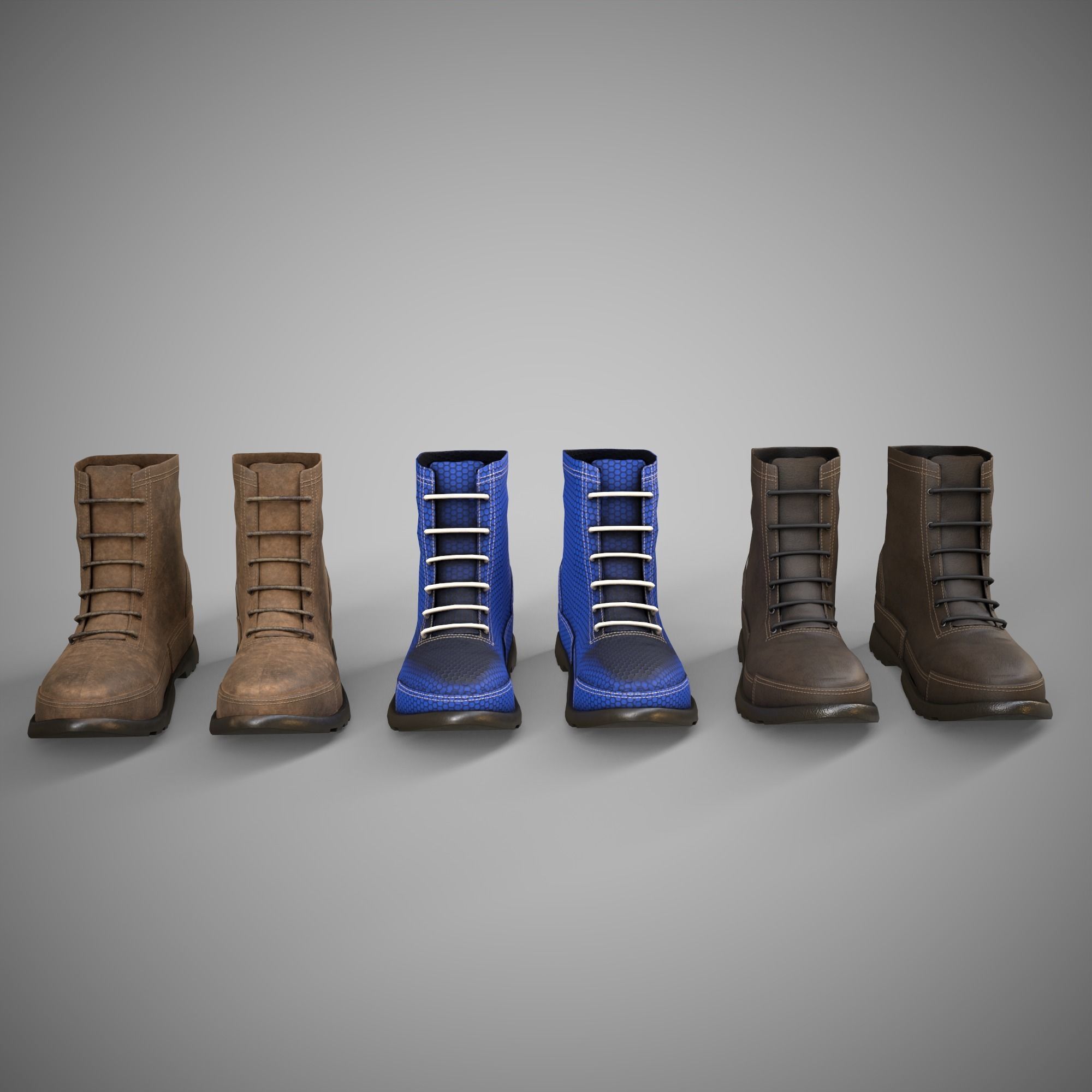 This is a low poly 3D shoe boots model with three textures  Low-poly 3D model_2