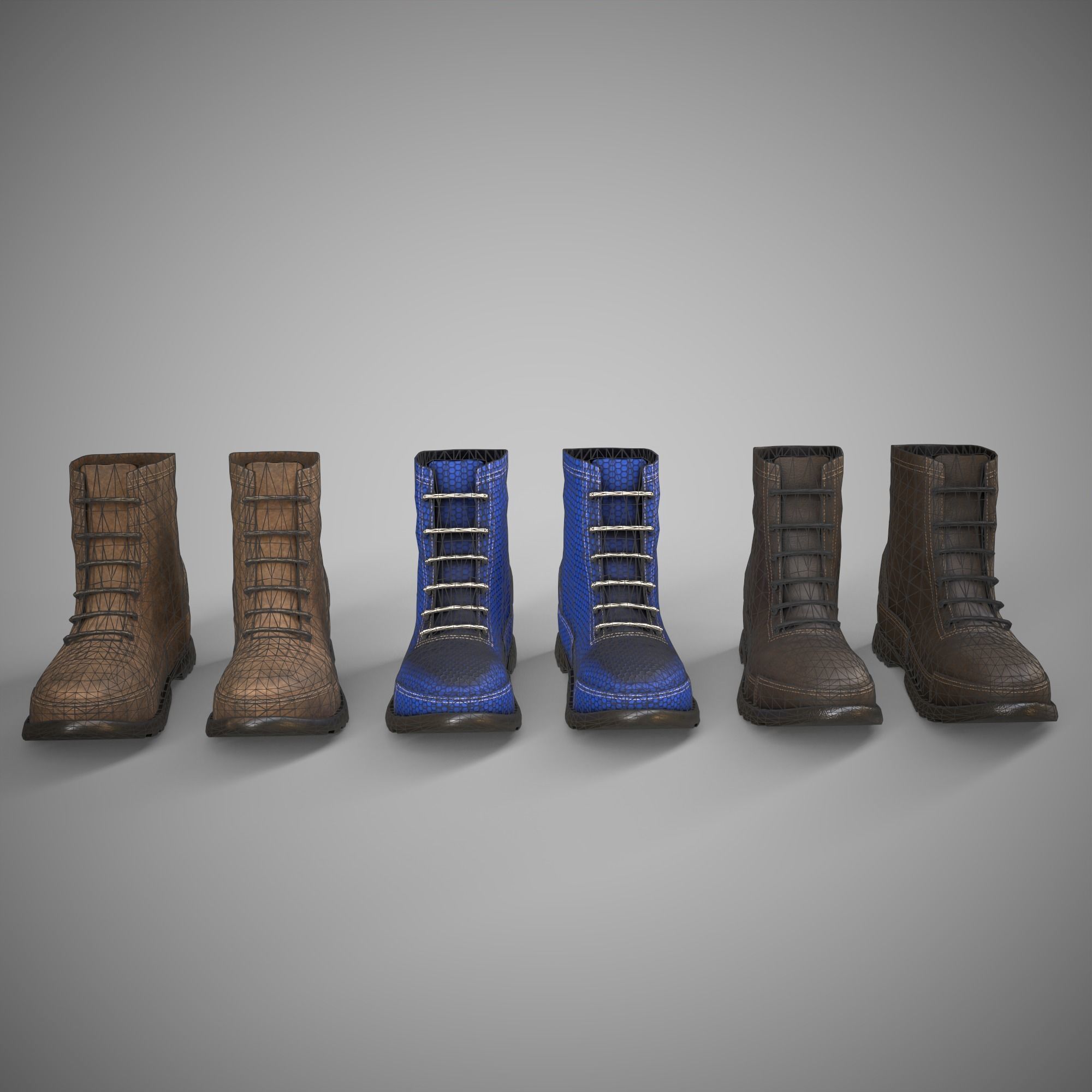This is a low poly 3D shoe boots model with three textures  Low-poly 3D model_3