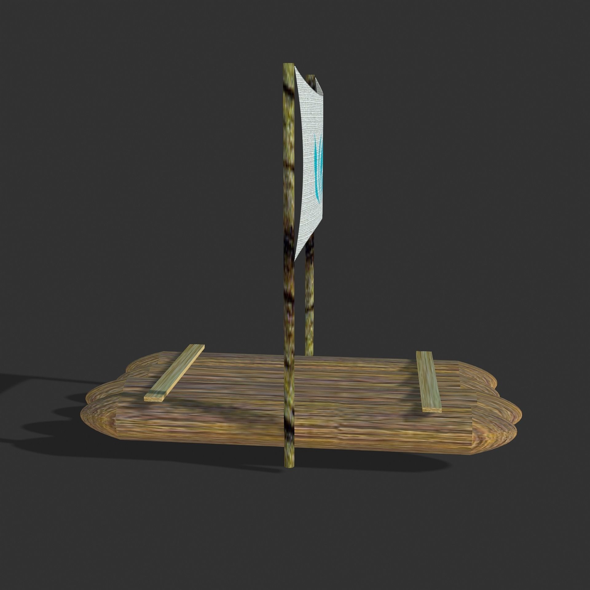 Sail Raft Low-poly 3D model_10
