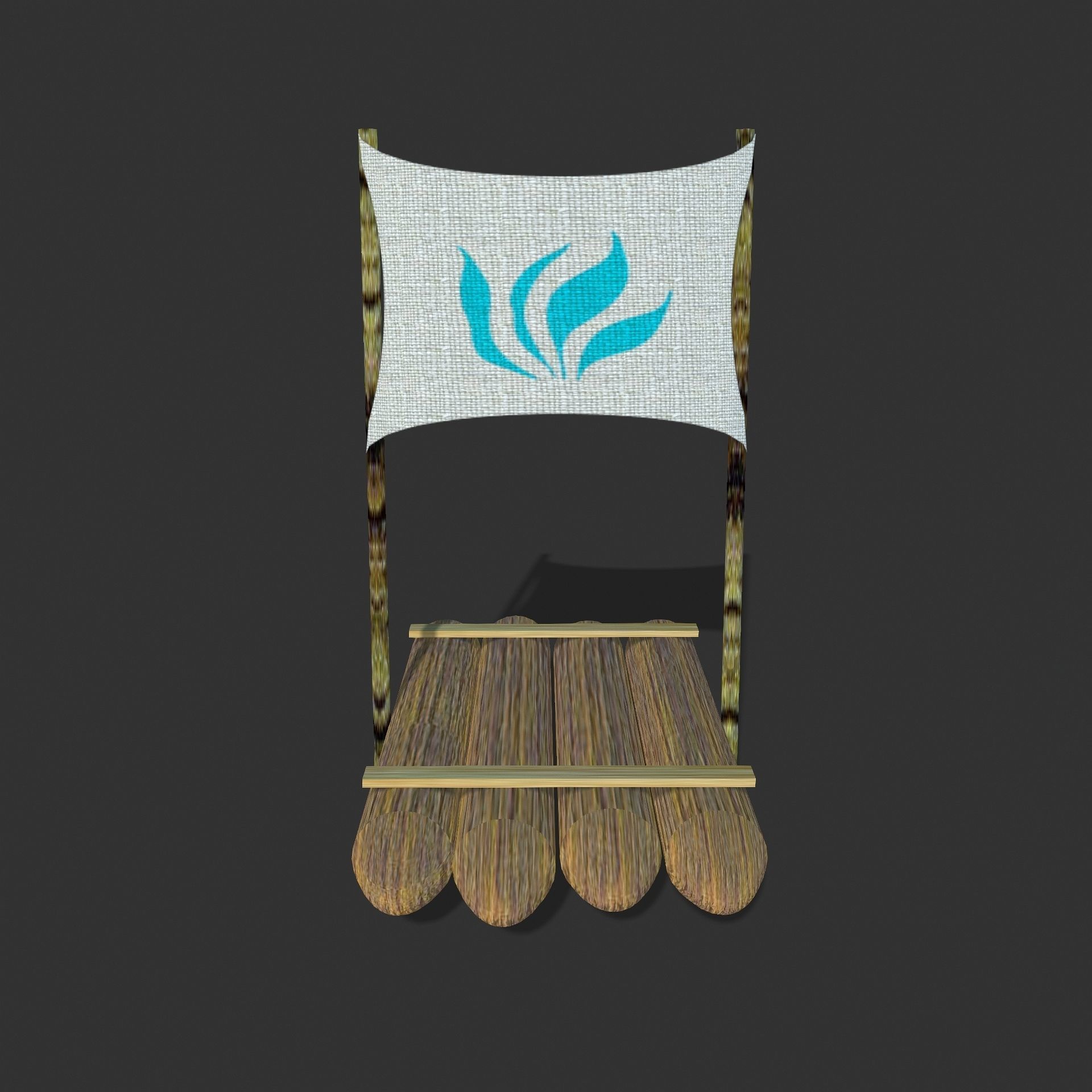 Sail Raft Low-poly 3D model_7