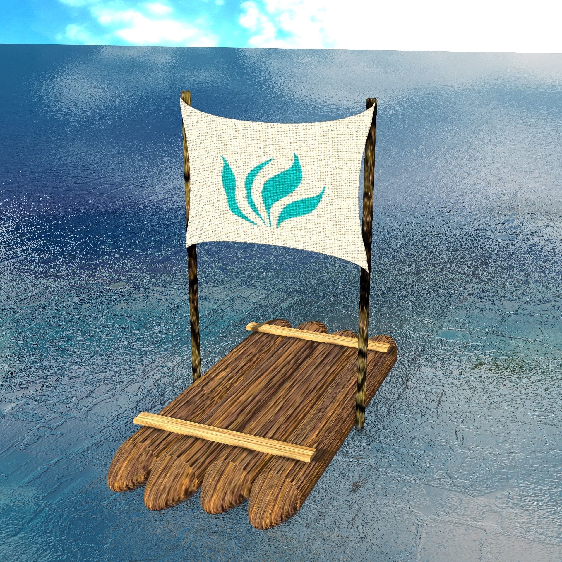 Sail Raft Low-poly 3D model_20