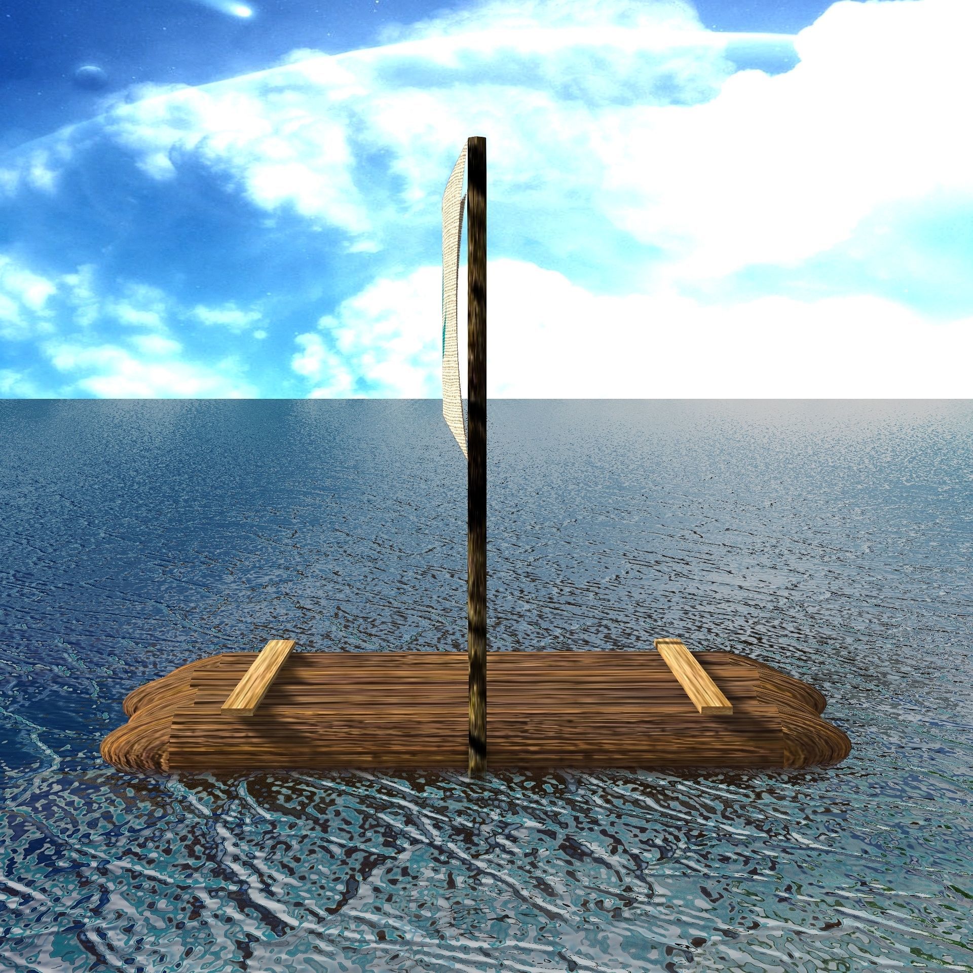 Sail Raft Low-poly 3D model_4