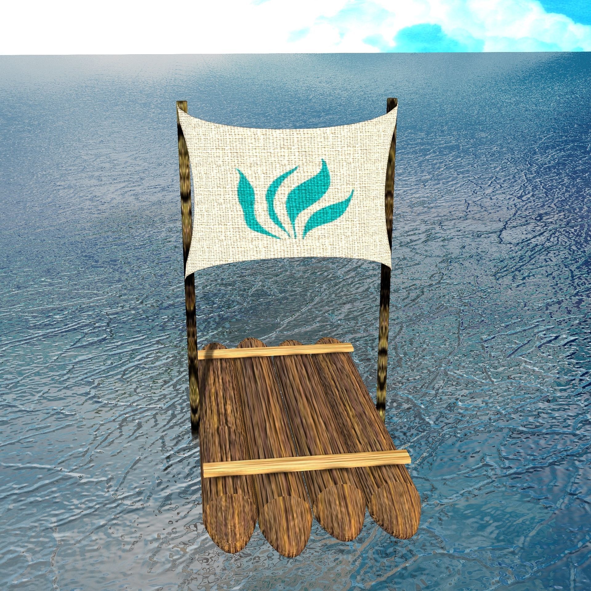 Sail Raft Low-poly 3D model_21