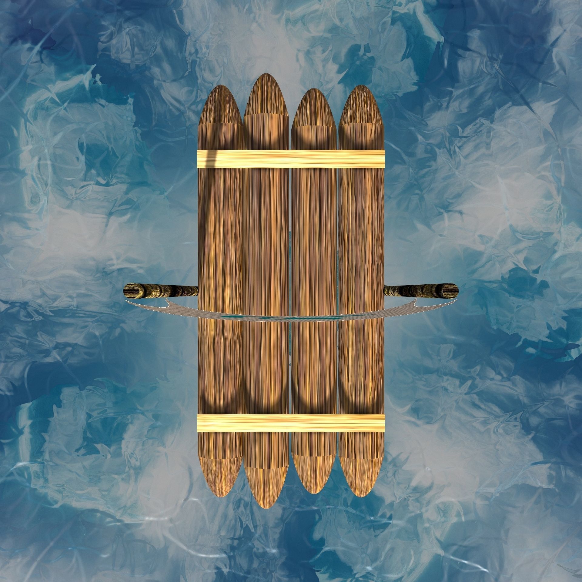 Sail Raft Low-poly 3D model_6