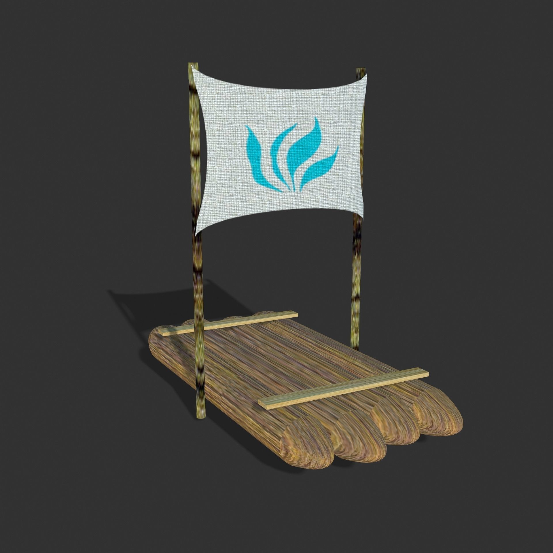 Sail Raft Low-poly 3D model_9