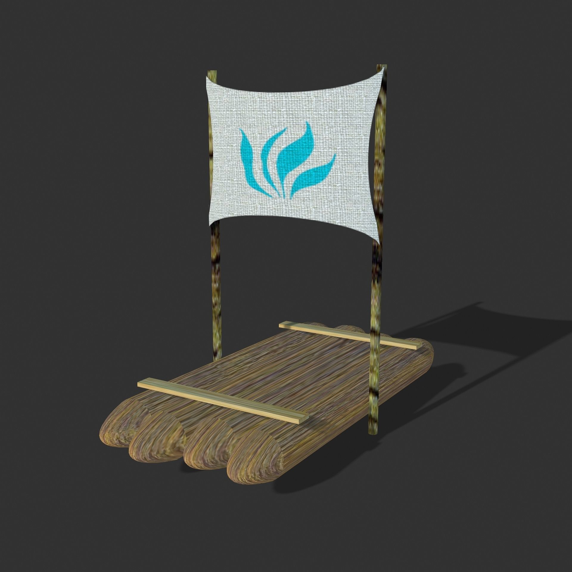 Sail Raft Low-poly 3D model_8