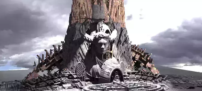 Sci-Fi City Organic Tower of knowledge Kitbash