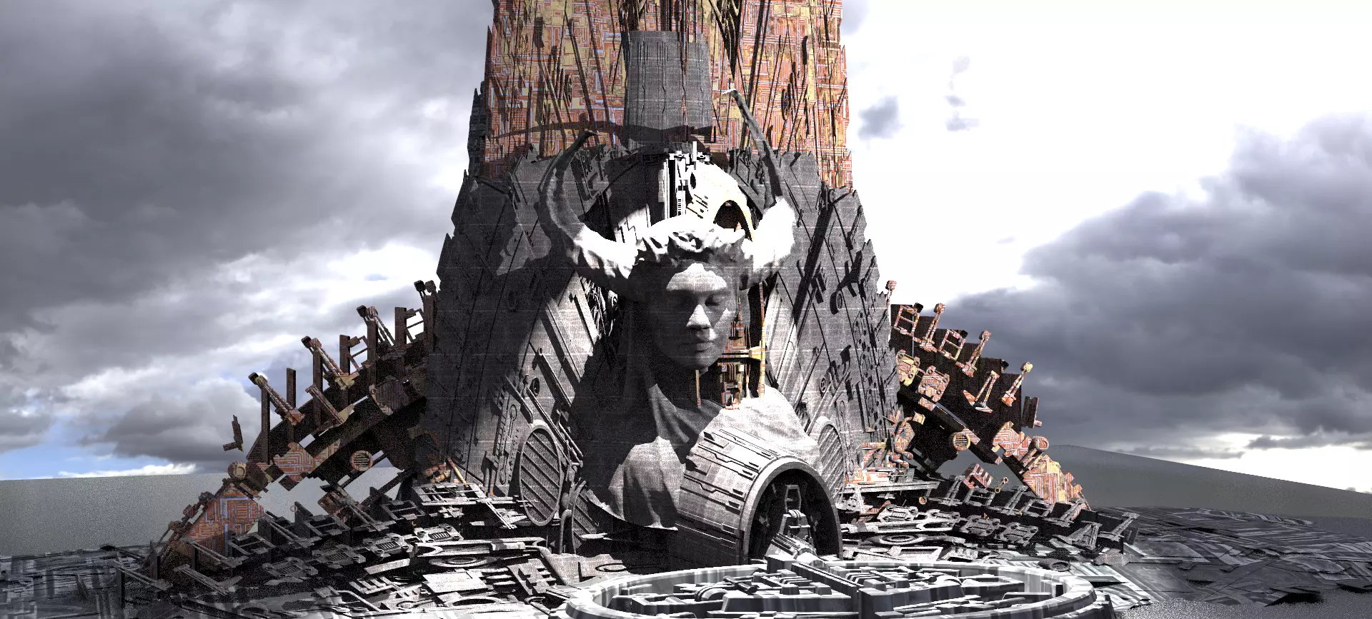 Sci-Fi City Organic Tower of knowledge Kitbash 3D model_0