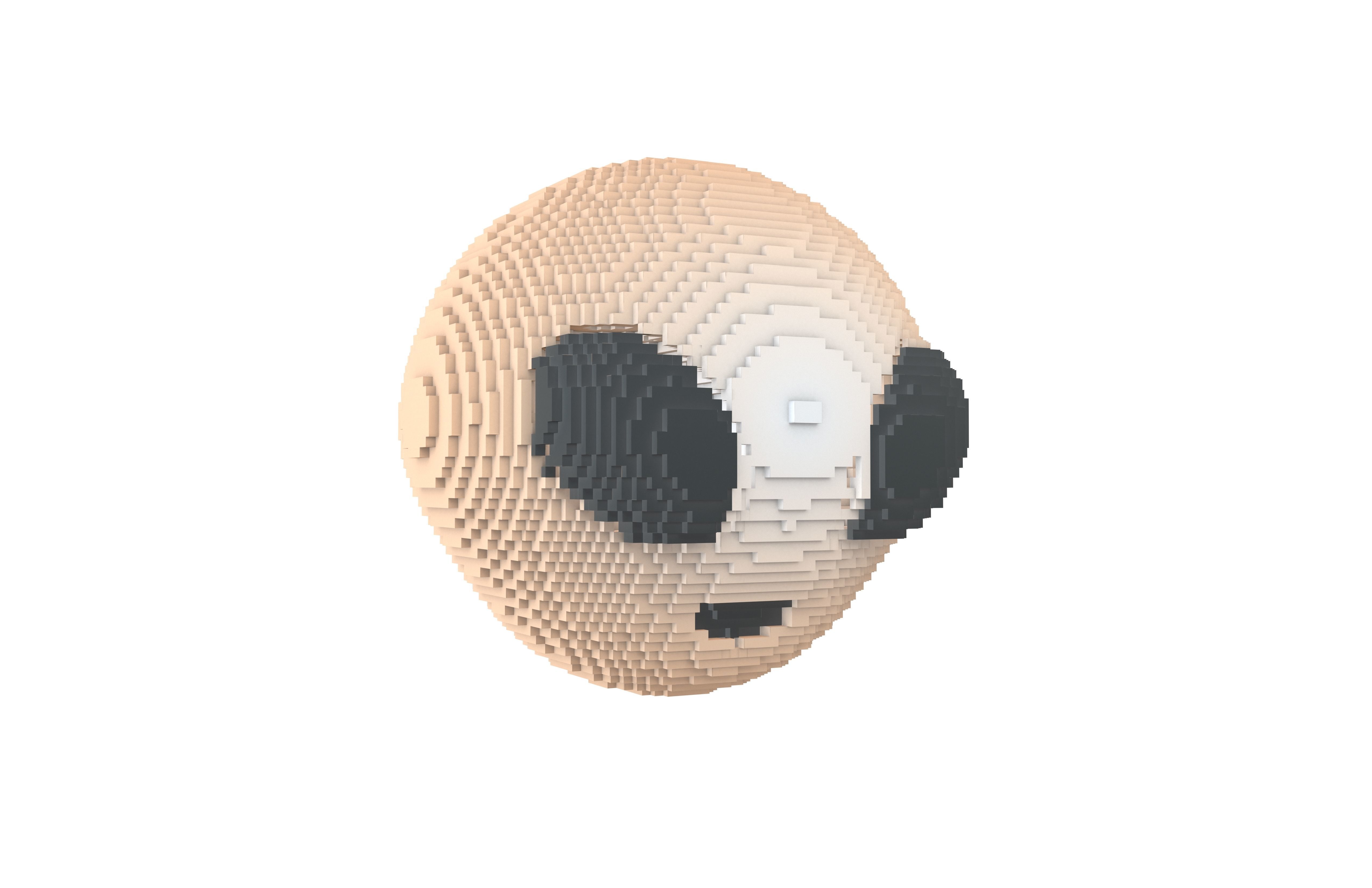 Voxel Alien Head v1 007 Low-poly 3D model_3