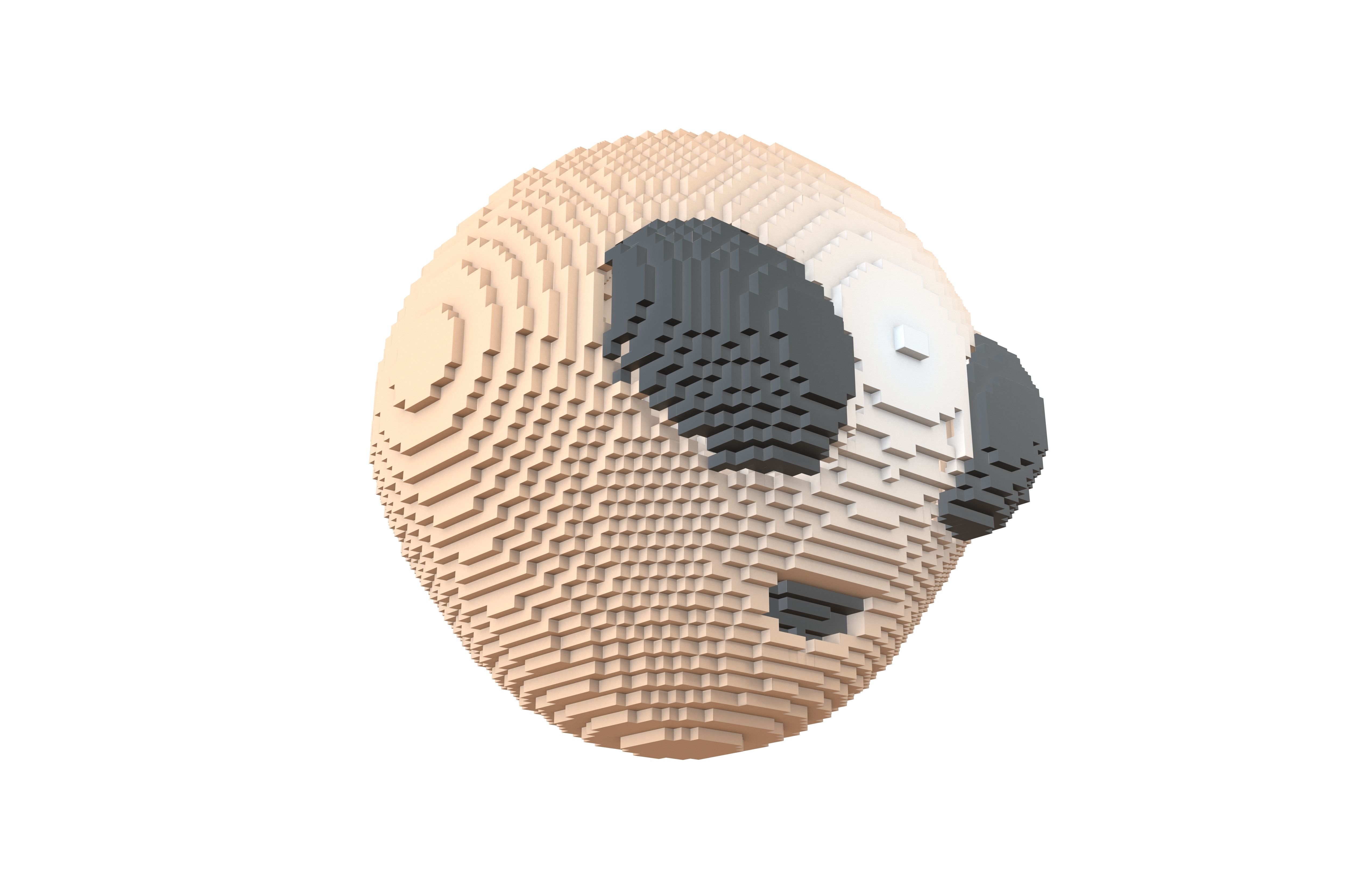 Voxel Alien Head v1 007 Low-poly 3D model_2