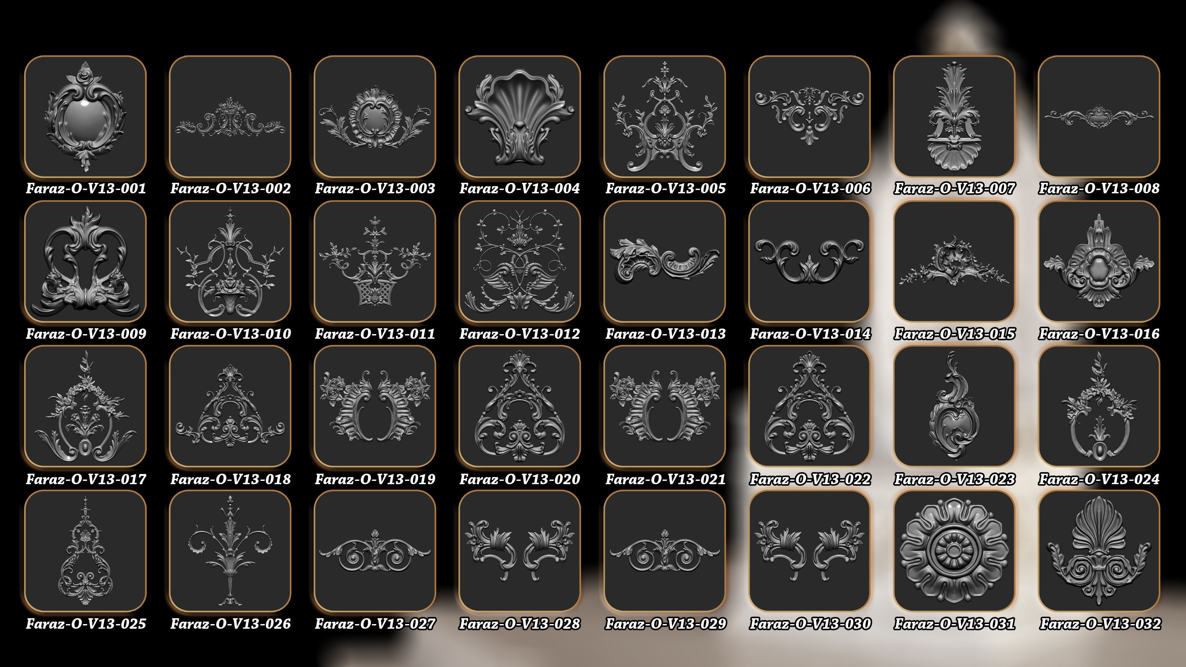 210 Ornament alpha brush and 3D Model Vol13 3D model_1