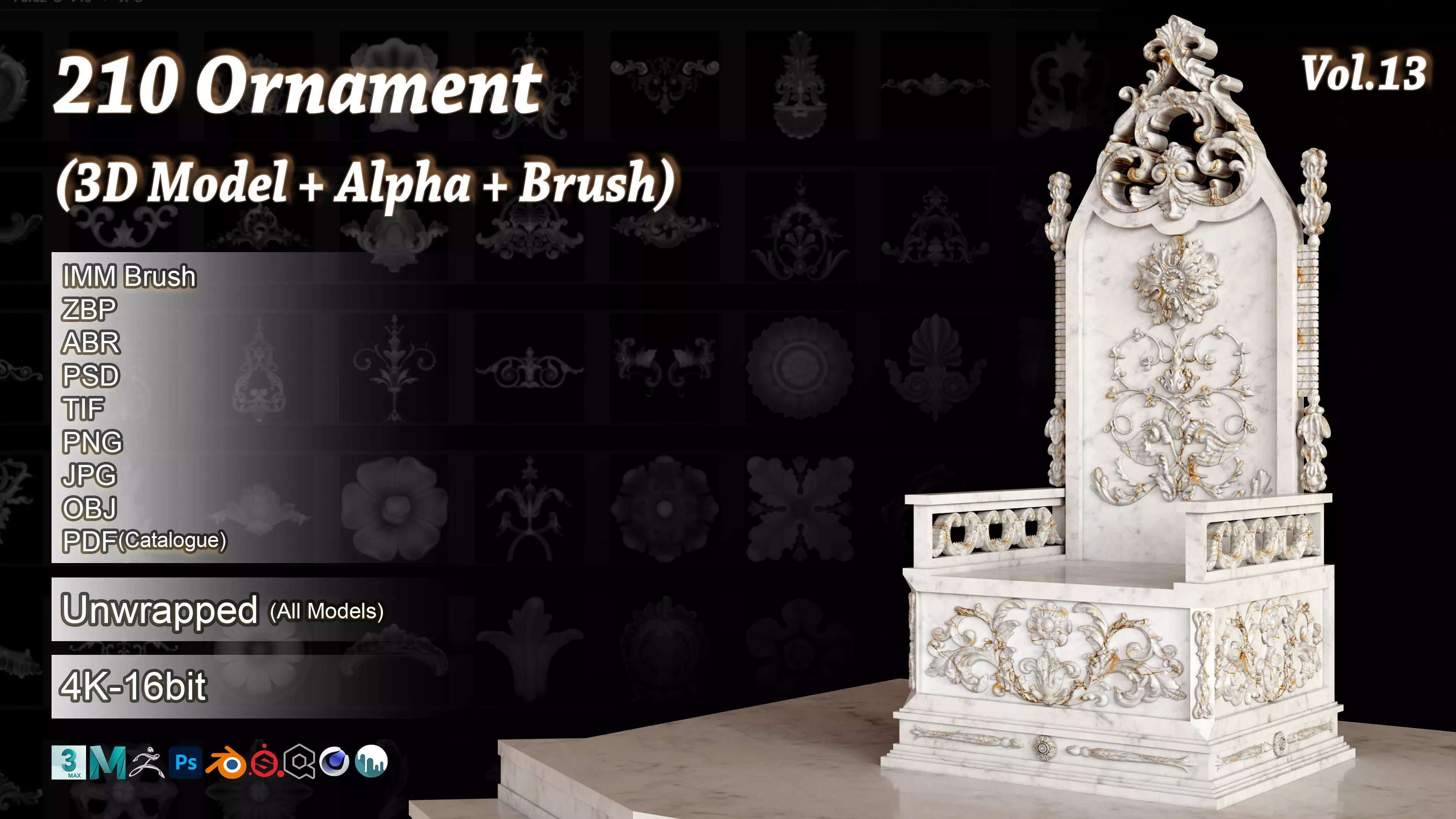210 Ornament alpha brush and 3D Model Vol13 3D model_0