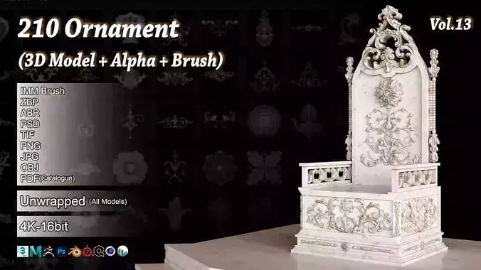 210 Ornament alpha brush and 3D Model Vol13